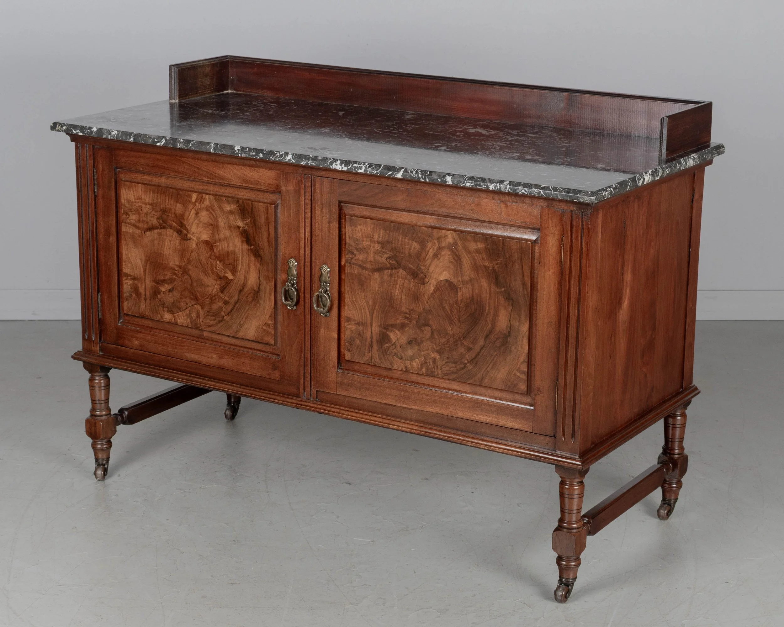 19th Century English Marble Top Walnut Sideboard by P. E. Gane