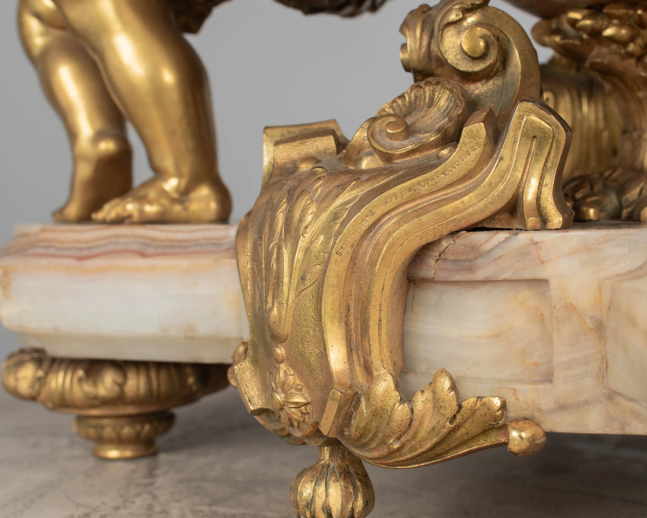 H. Journet & Cie 19th Century French Ormolu Bronze & Oynx Centerpiece