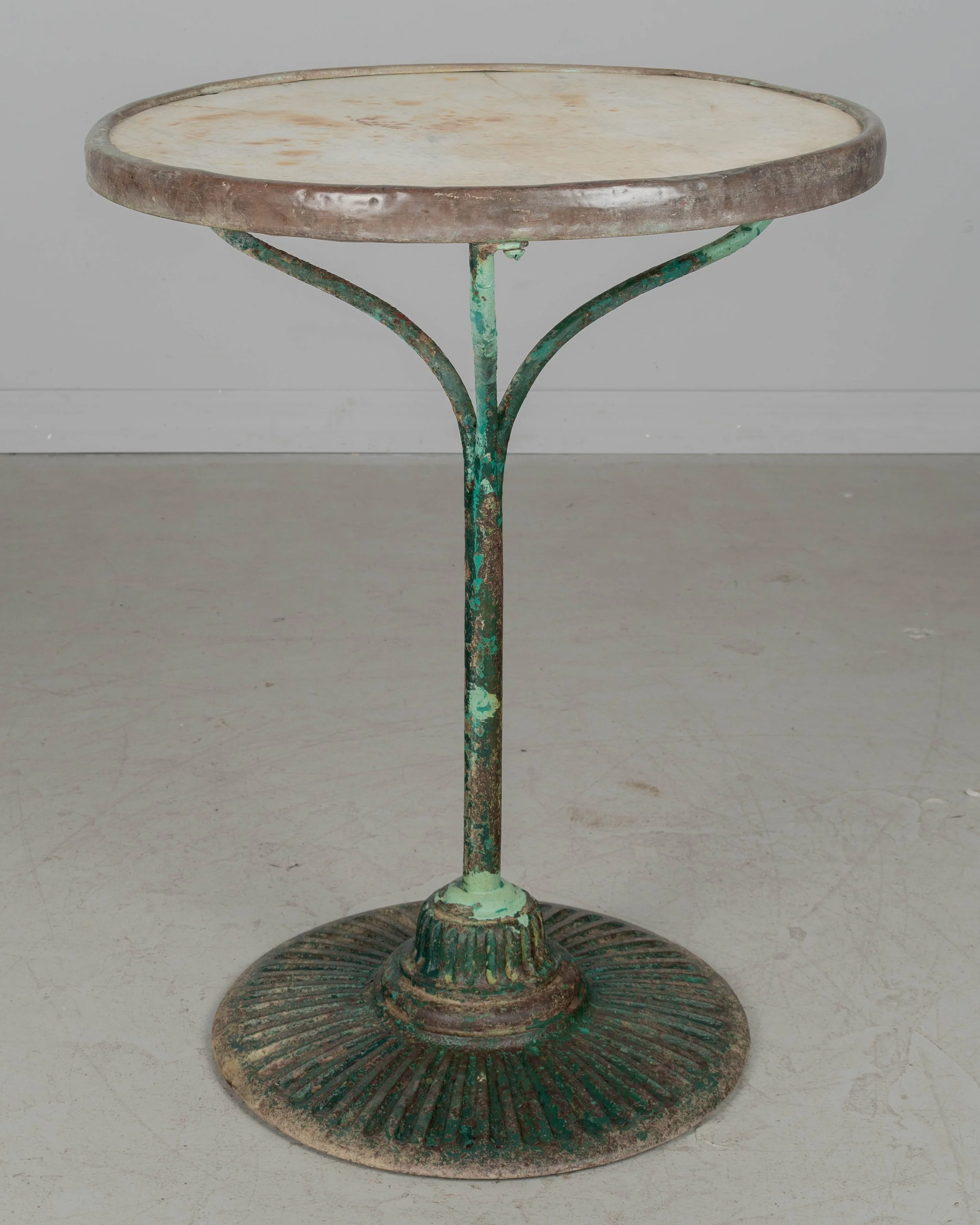 19th Century French Cast Iron Marble Top Bistro Table