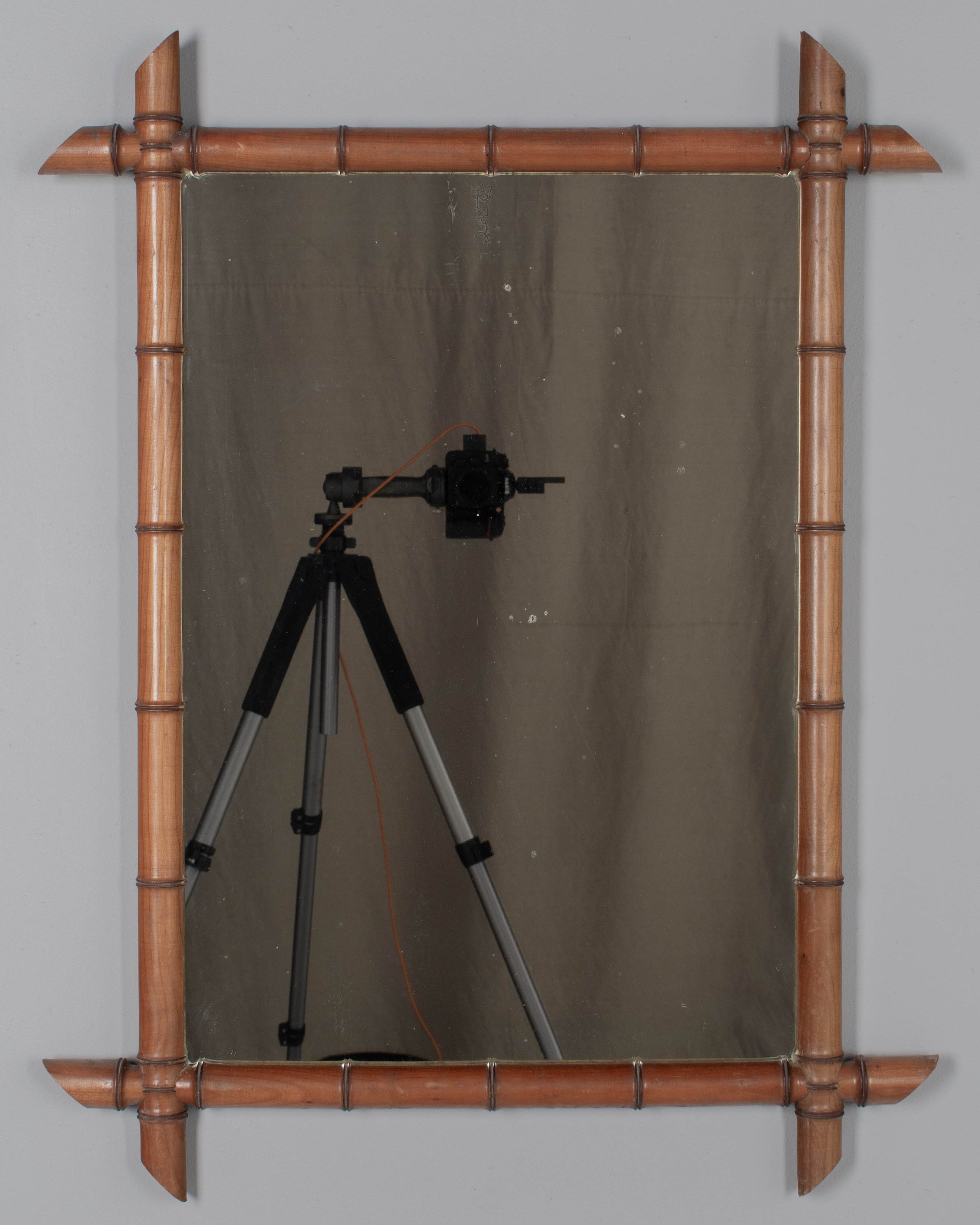 French Faux Bamboo Cherry Wood Mirror