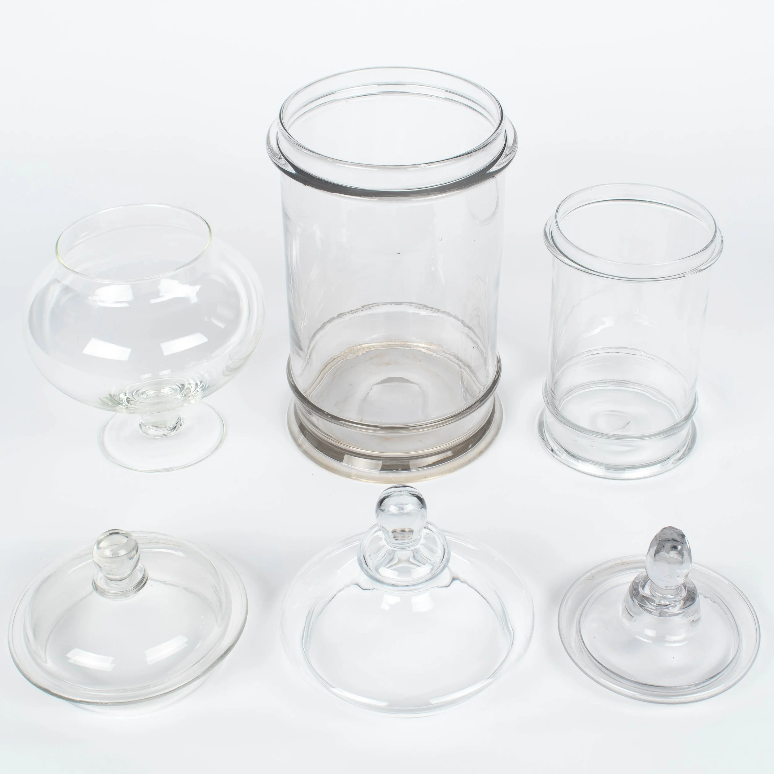 French Glass Apothecary Jars or Canisters