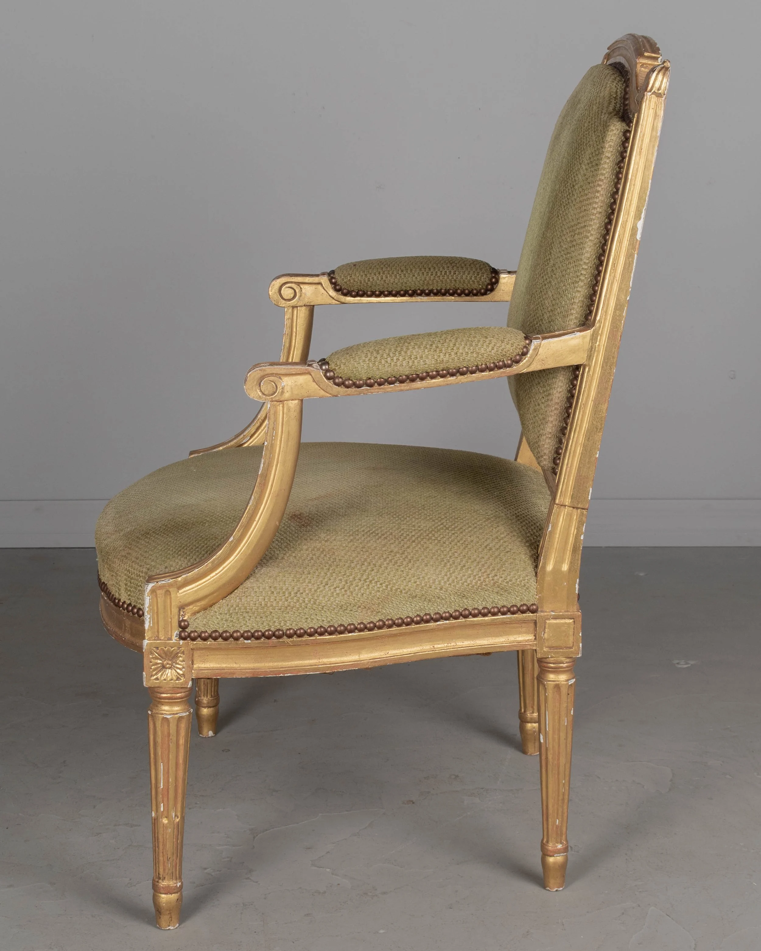 Louis XVI Style French Gilded Fauteuil or Armchair