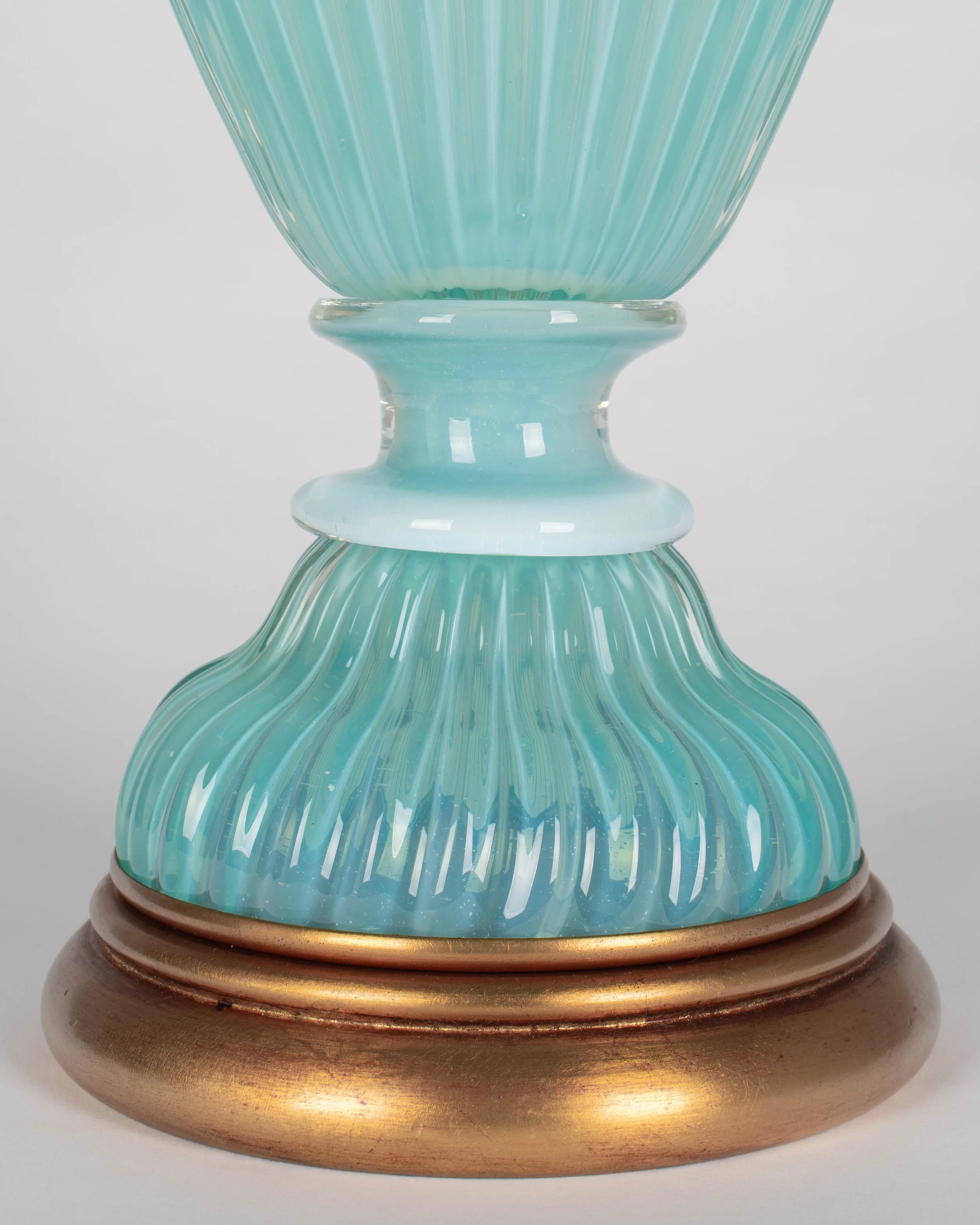 Aqua Blue Murano Glass Lamp by Archimede Seguso for Marbro, Italy 1950s