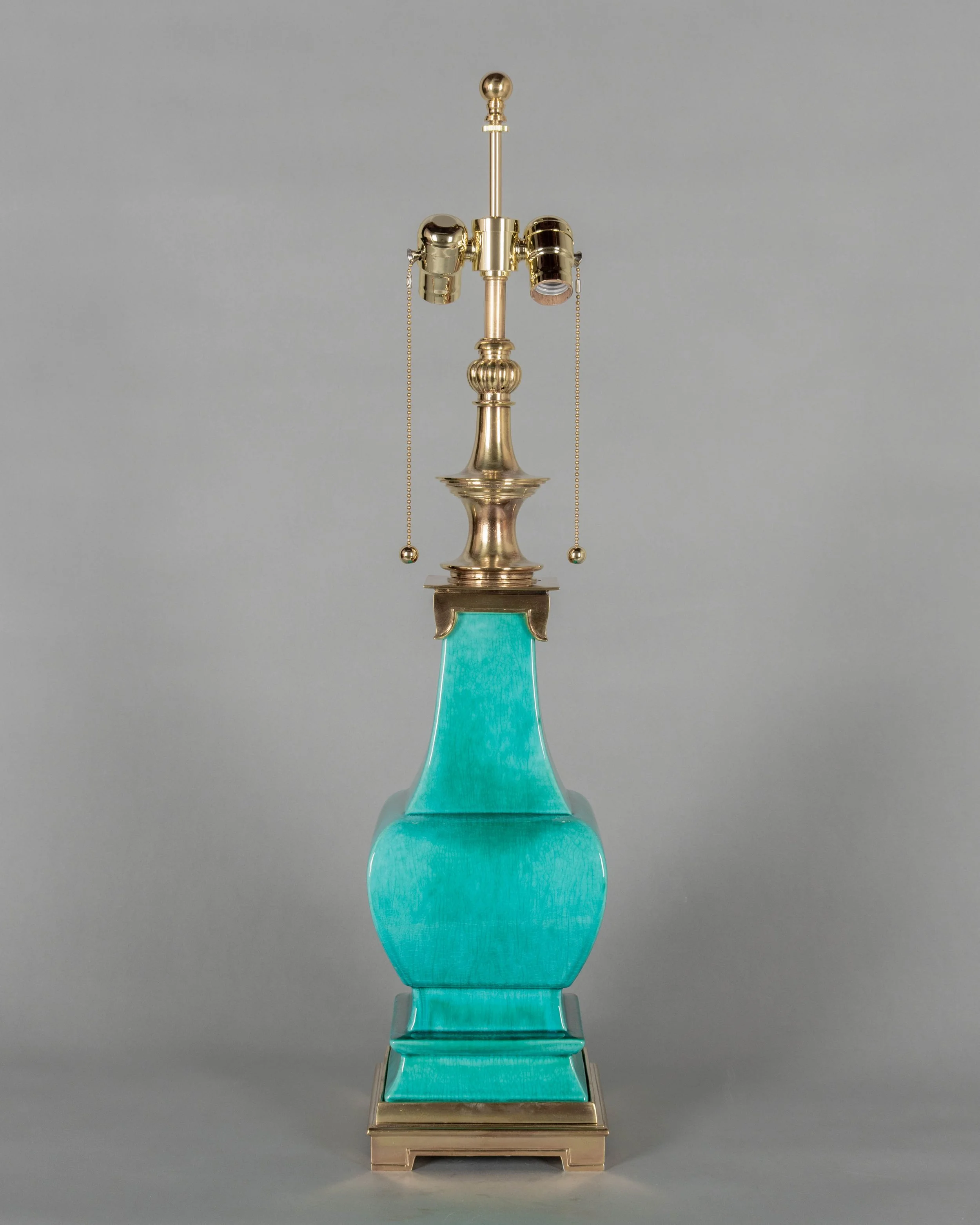 Mid Century Stiffel Ceramic & Brass Pagoda Lamp