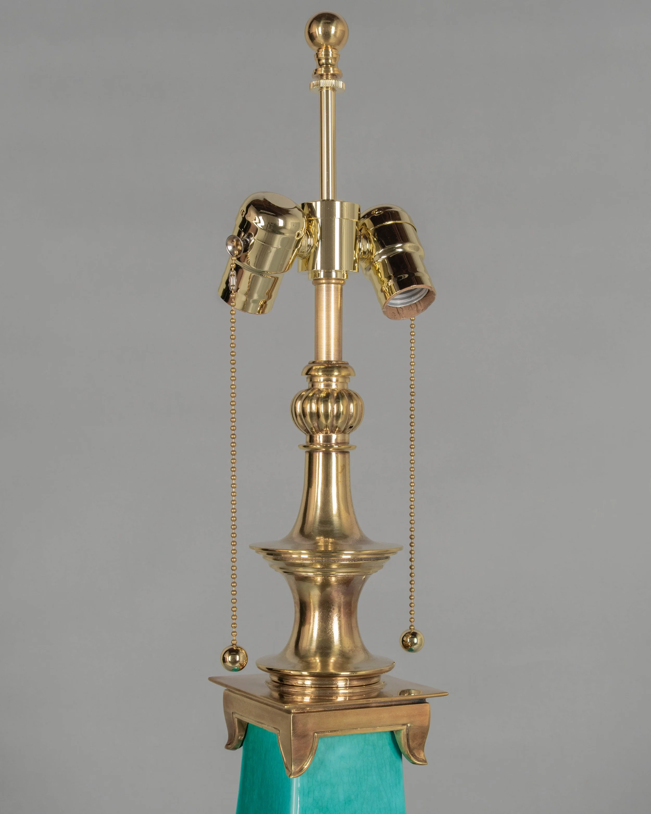 -Mid Century Stiffel Ceramic & Brass Pagoda Lamp