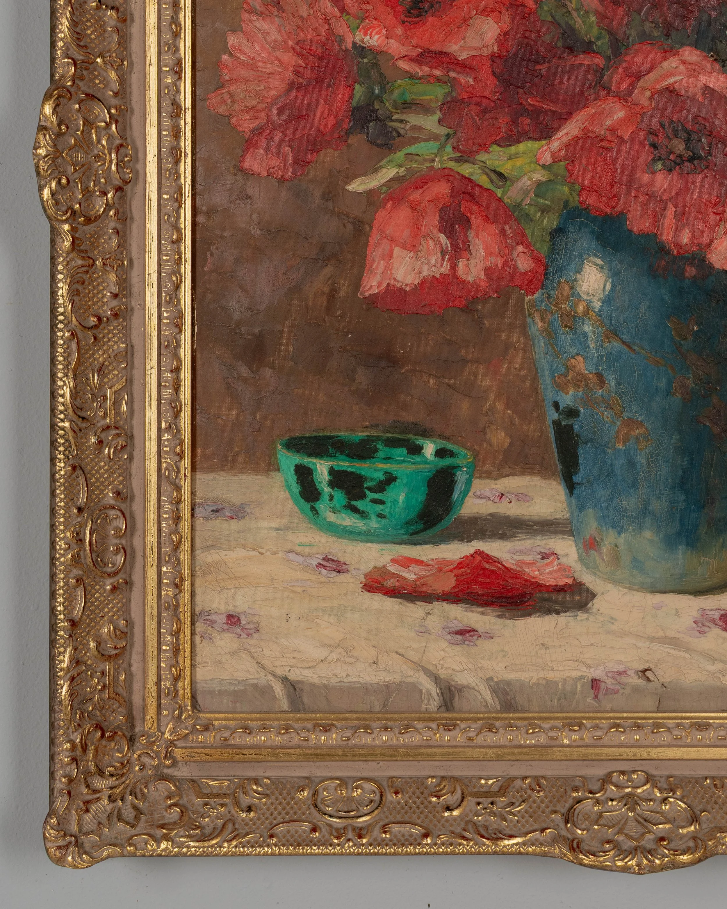 Mid-Century Floral Still Life With Poppies Painting