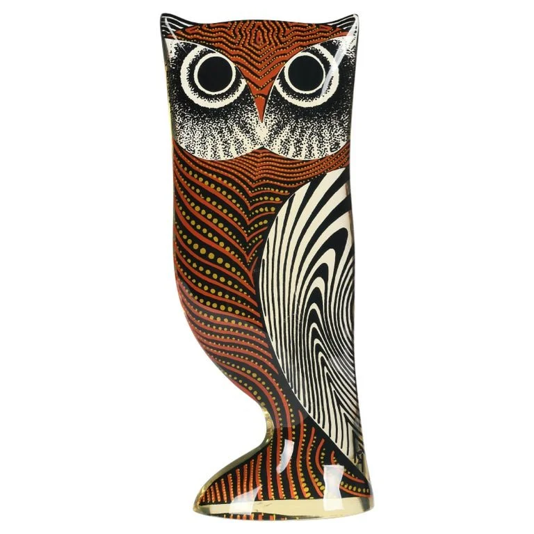 Palatnik Op Art Lucite Large Orange Owl