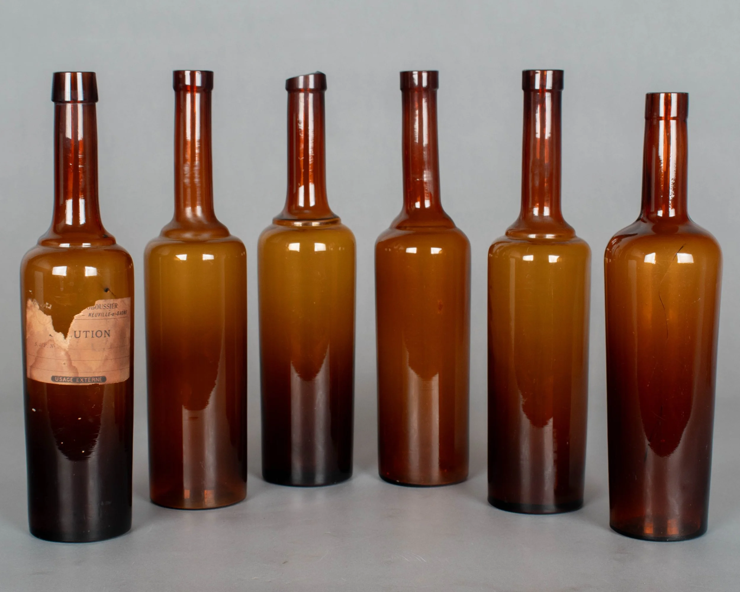 French Amber Glass Medicine Bottles