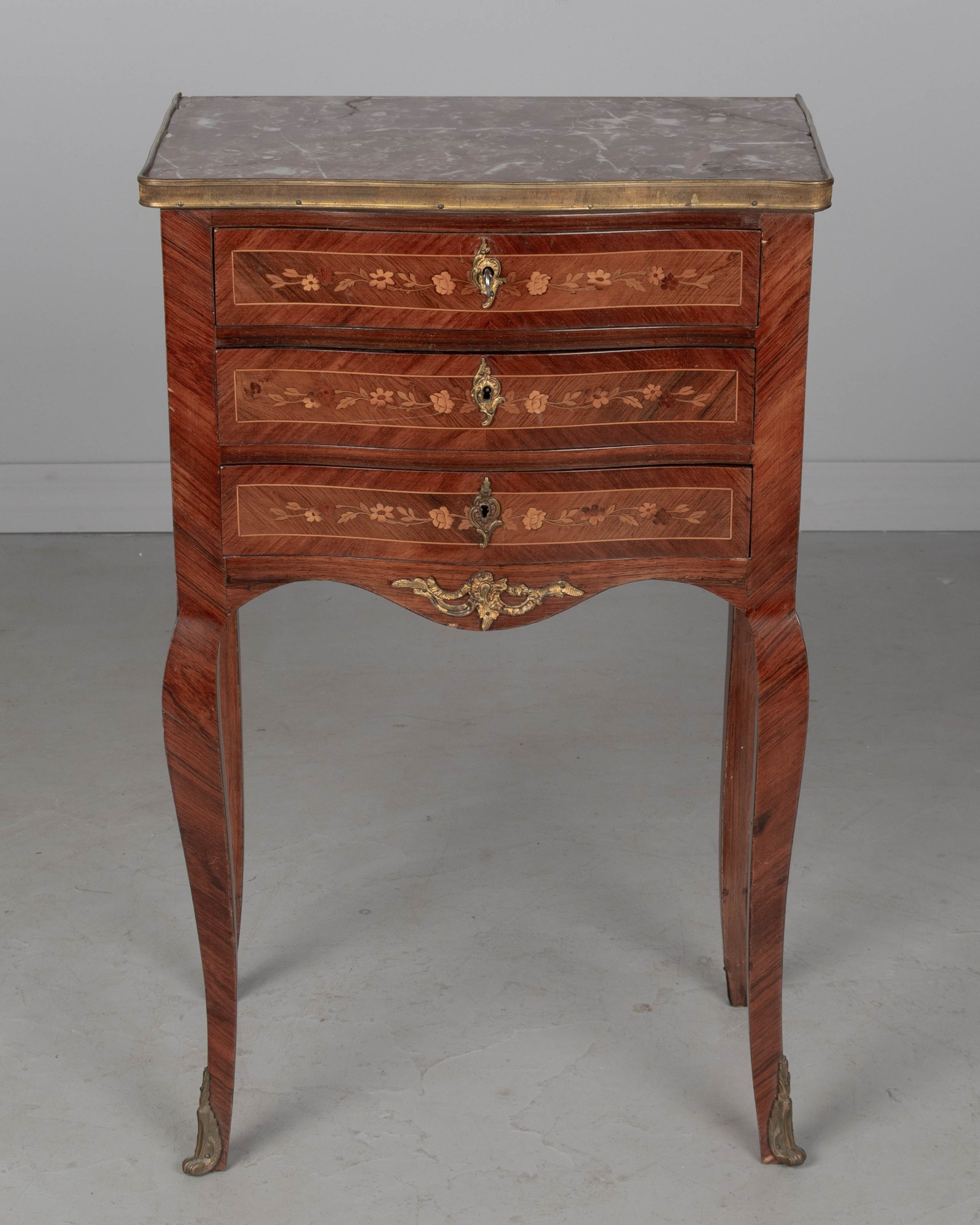 Louis XVI Style Marble Top Nightstand or Side Table