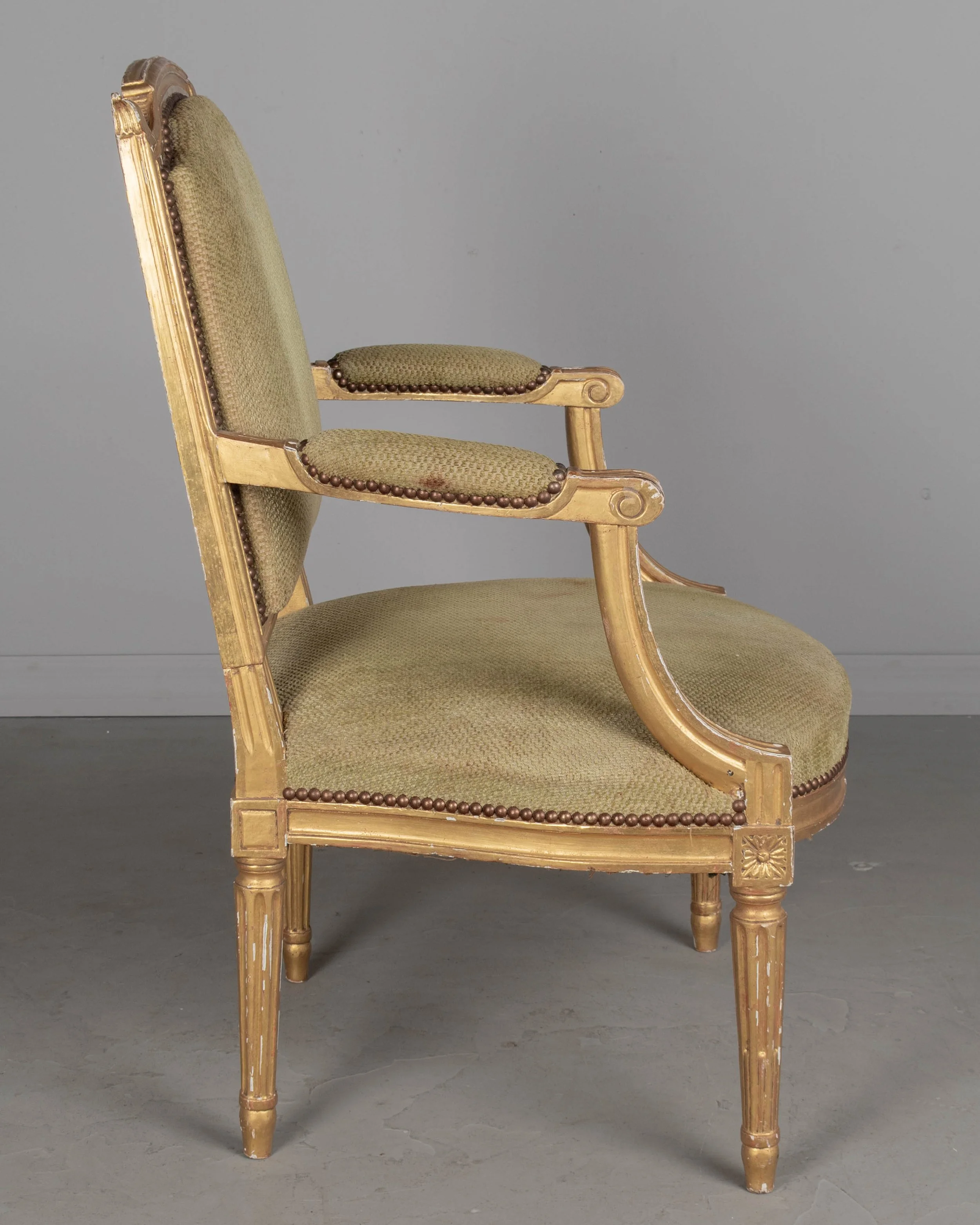 Louis XVI Style French Gilded Fauteuil or Armchair