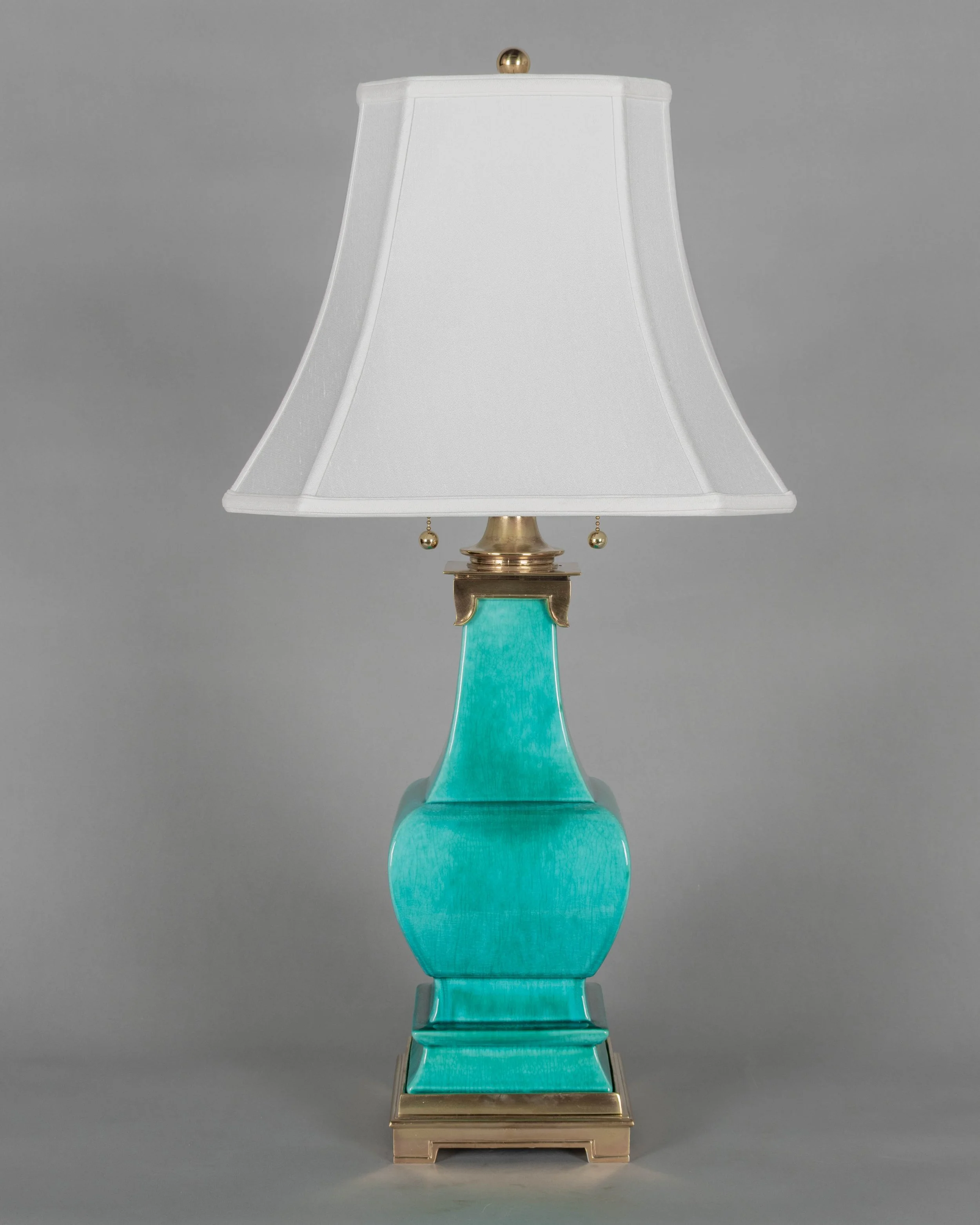 Mid Century Stiffel Ceramic & Brass Pagoda Lamp