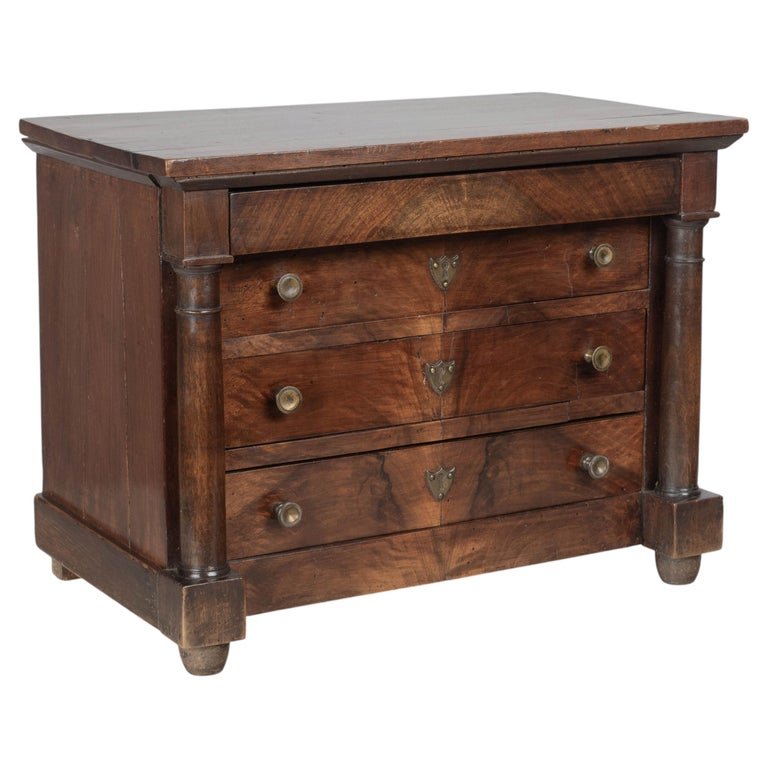 19th Century French Empire Miniature Walnut Commode Circa 1800-1820