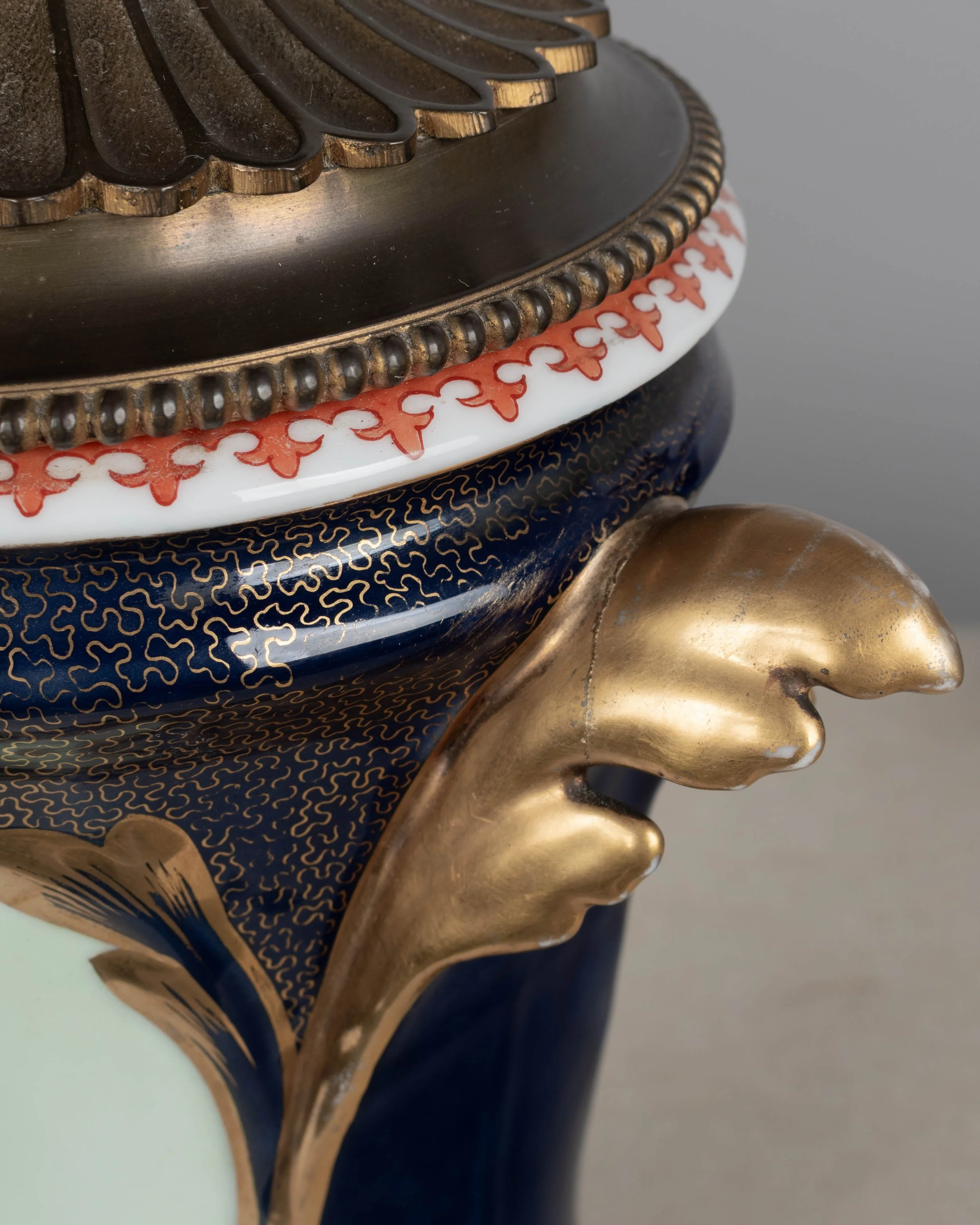 Pair of 19th Century French Vieux Paris Porcelain Lamps