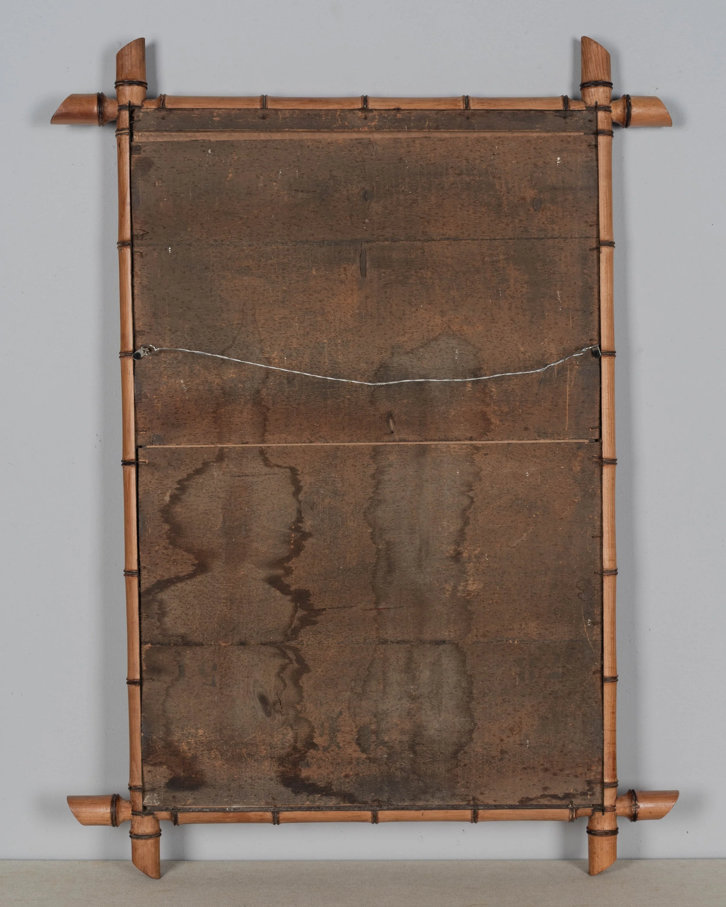 French Faux Bamboo Cherry Wood Mirror