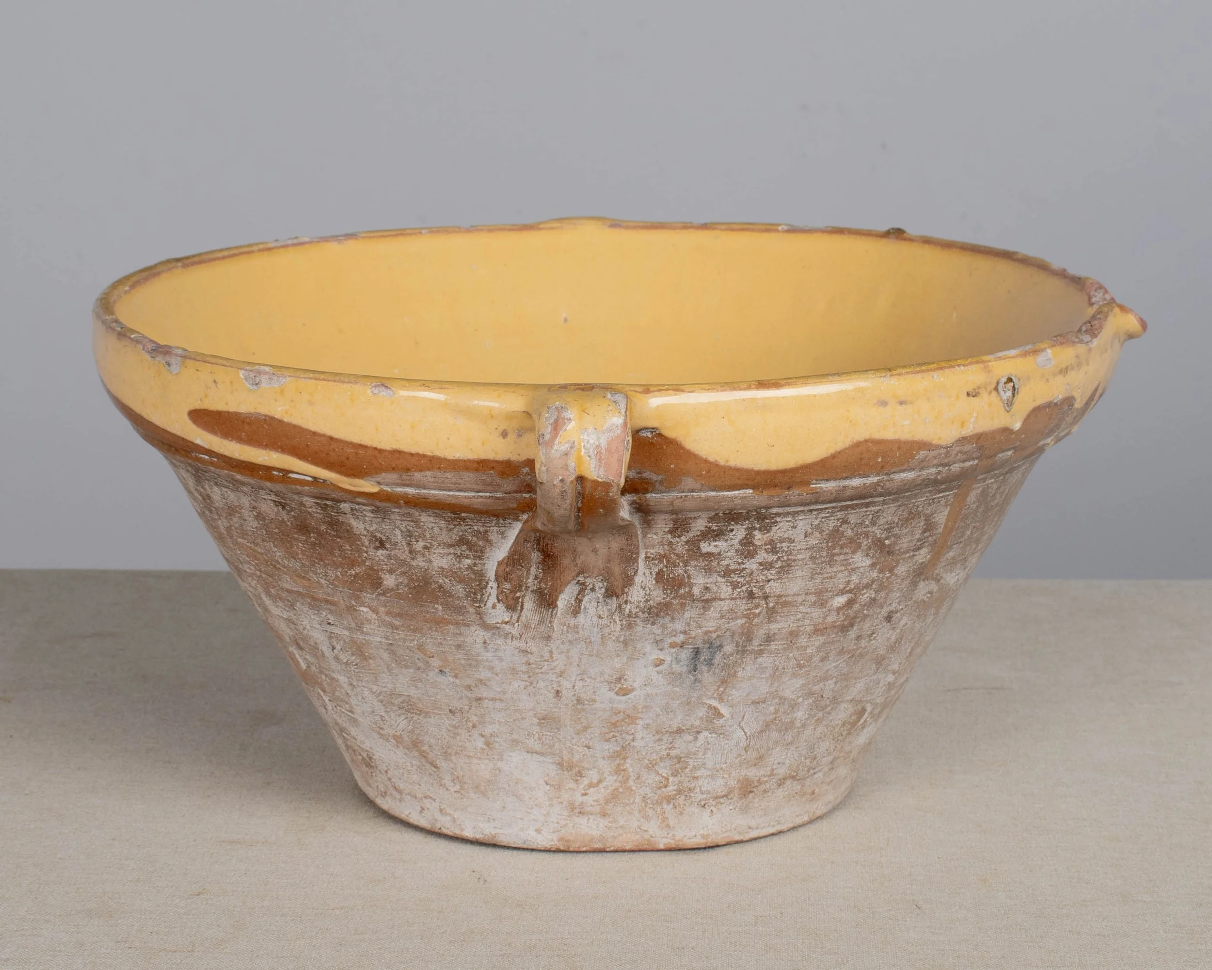 French Yellow Glazed Terracotta Tian or Grésale Bowl