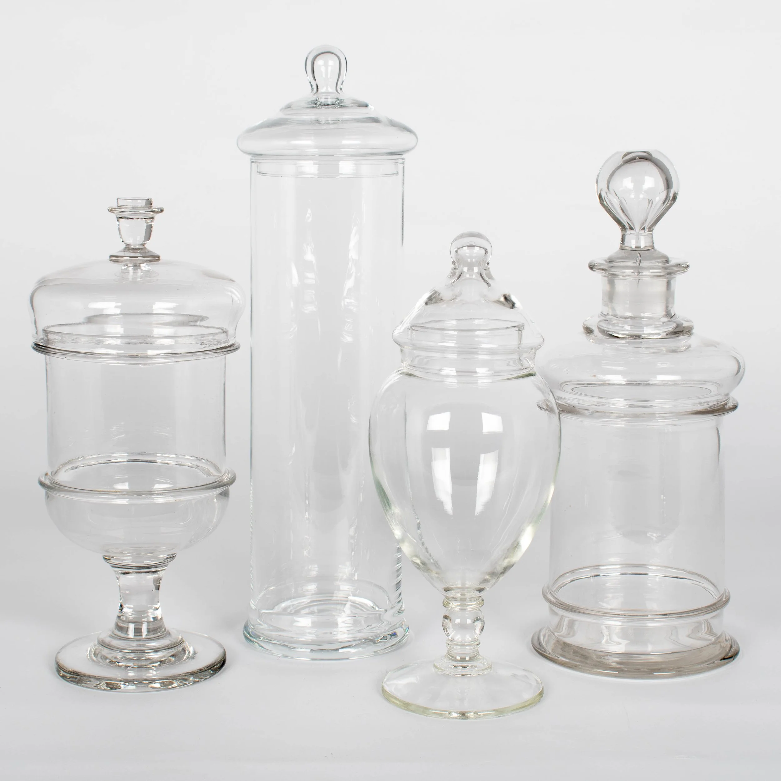 French Glass Apothecary Jars or Canisters Set of 4