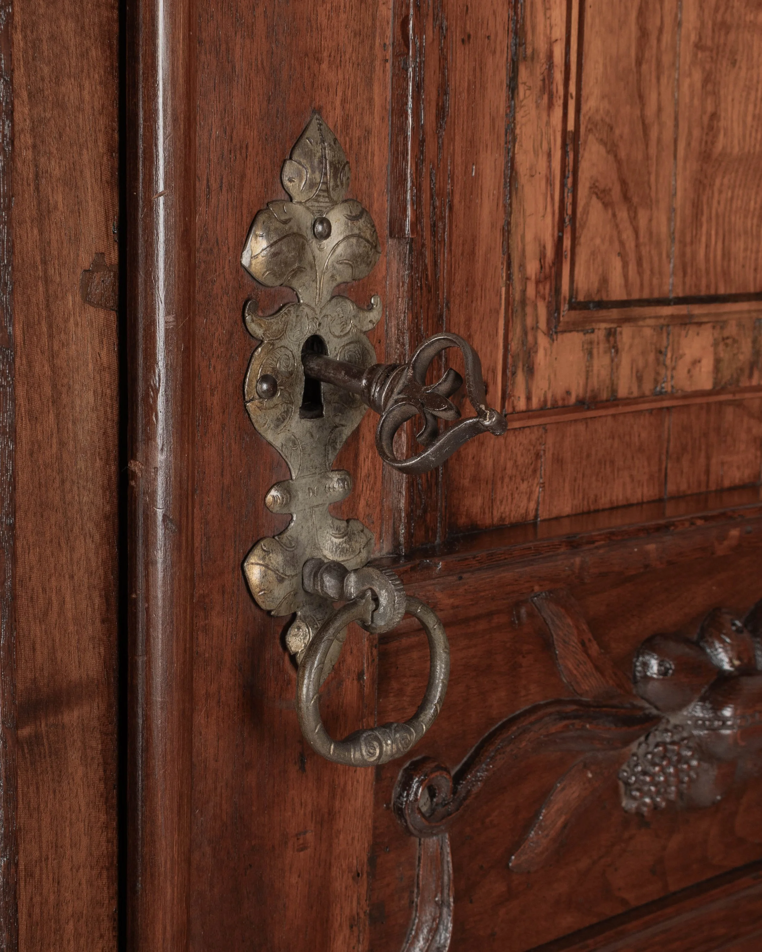 19th Century French Perigord Armoire made of solid walnut and veneers of walnut with pine as a secondary wood.