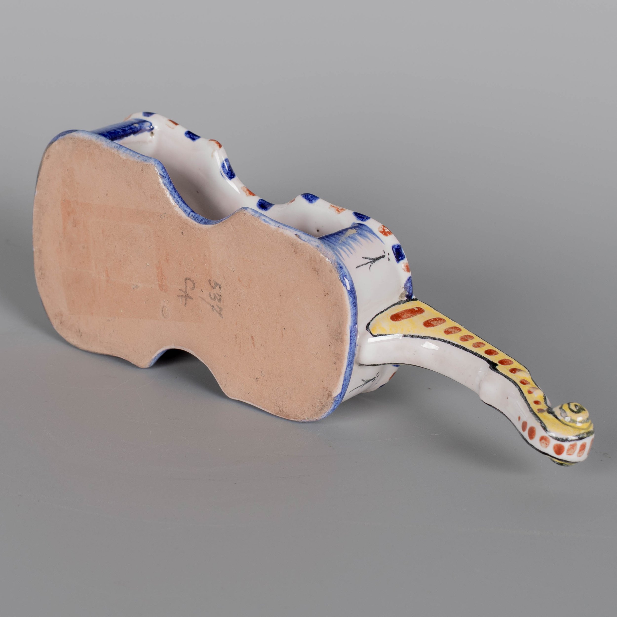 19th Century French Alcide Chaumeil Faience Miniature Violin Vessel