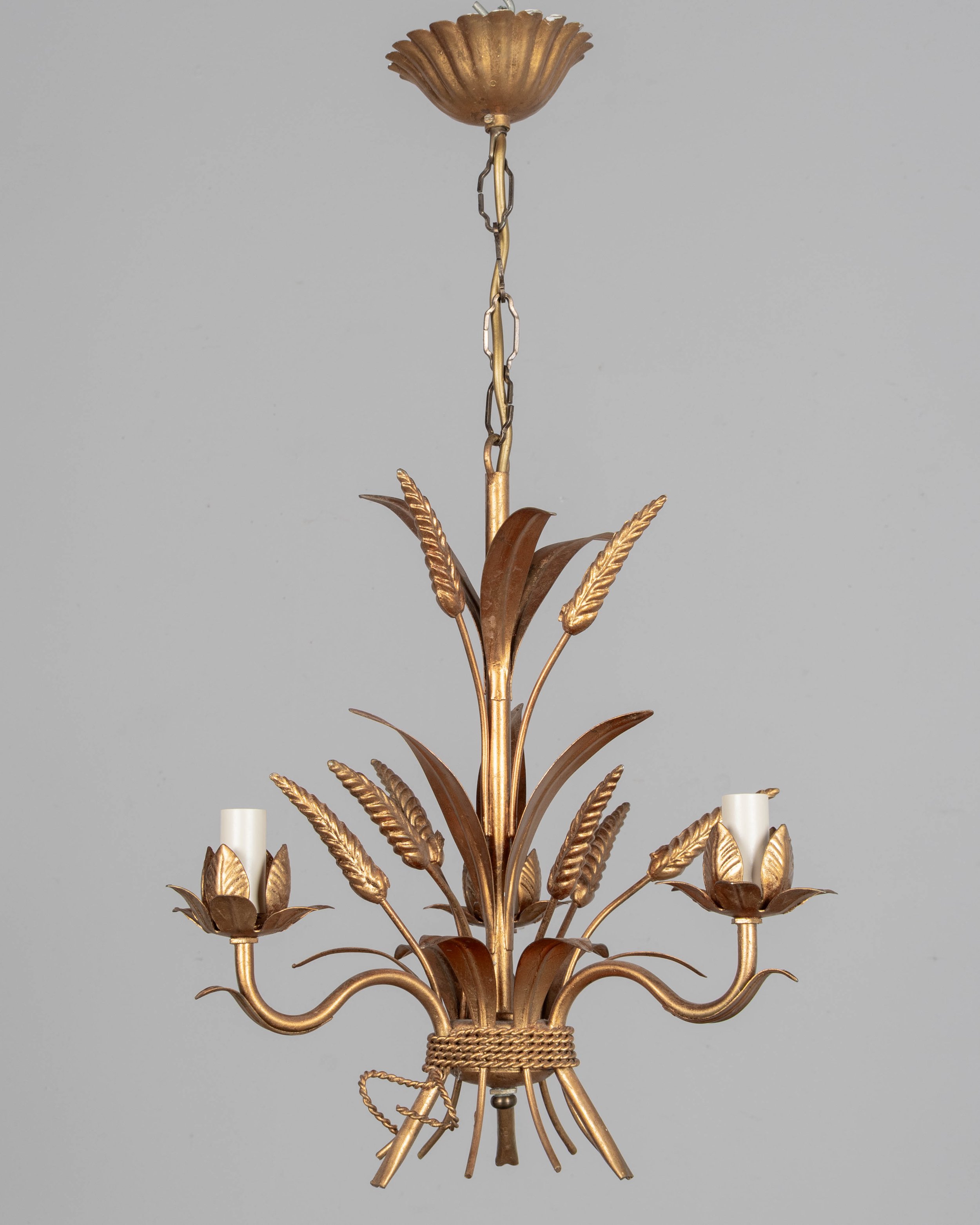 Vintage Italian Gilded Metal Chandelier by Hans Kögl,