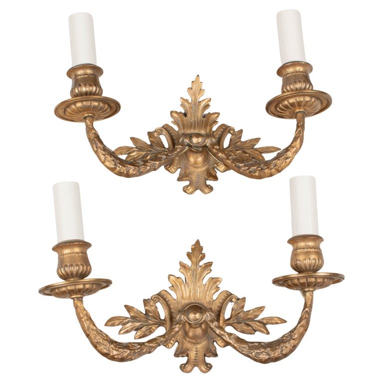 Pair of Louis XV Style French Bronze Sconces