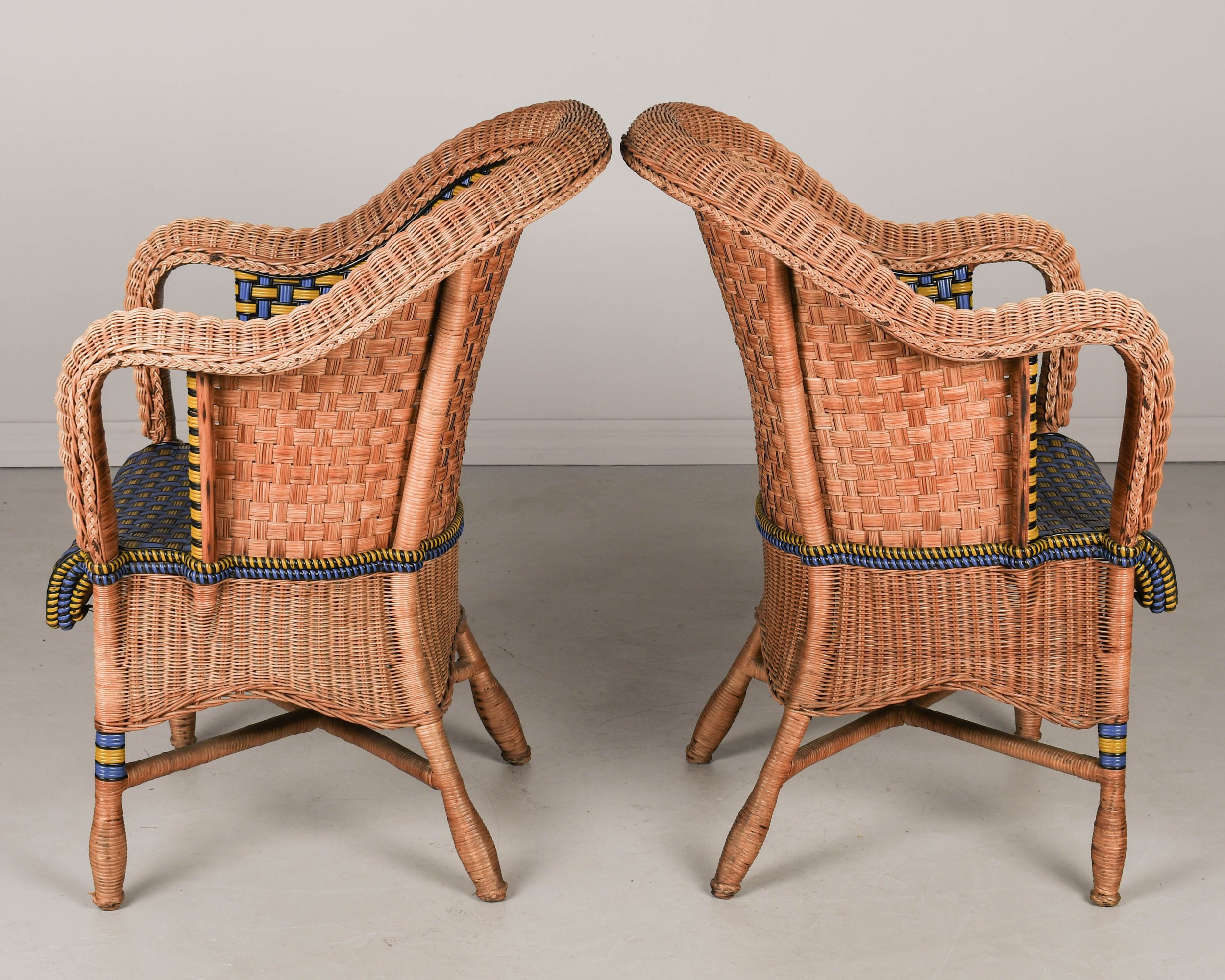 French Art Deco Rattan Patio Table and Chairs