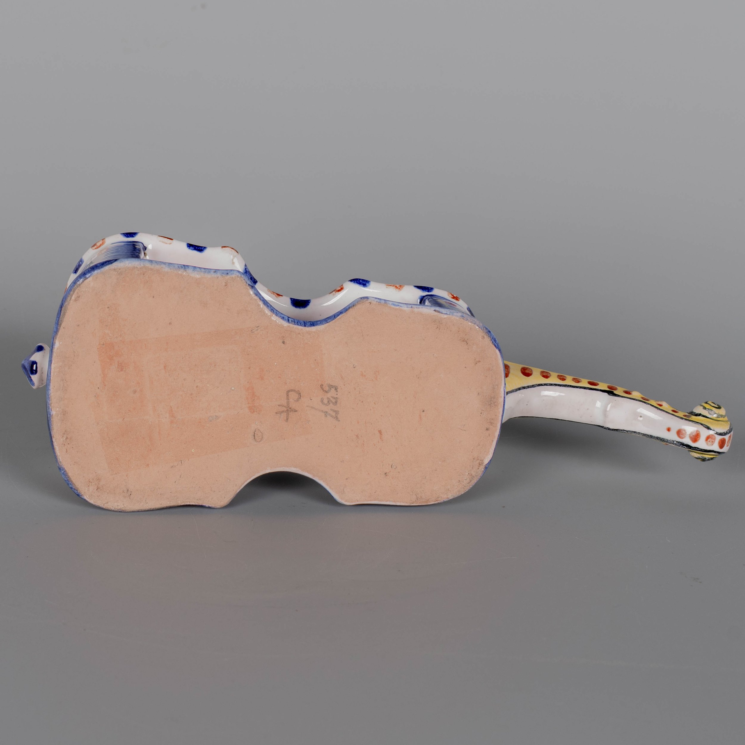19th Century French Alcide Chaumeil Faience Miniature Violin Vessel