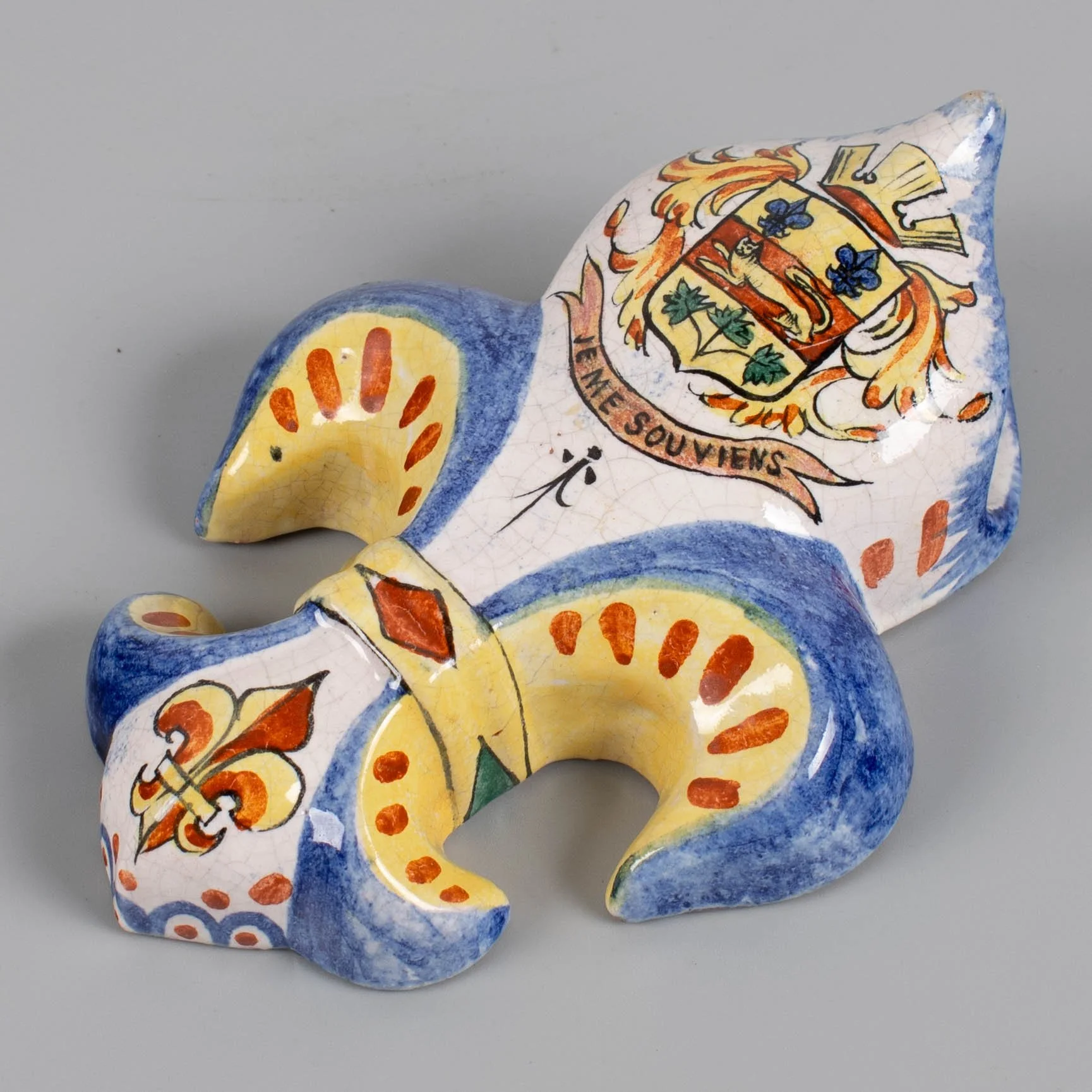 19th Century French Faience Fleur de Lis Wall Pocket