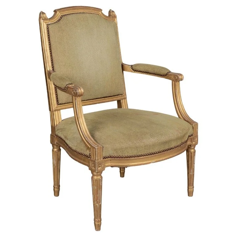 Louis XVI Style French Gilded Fauteuil or Armchair