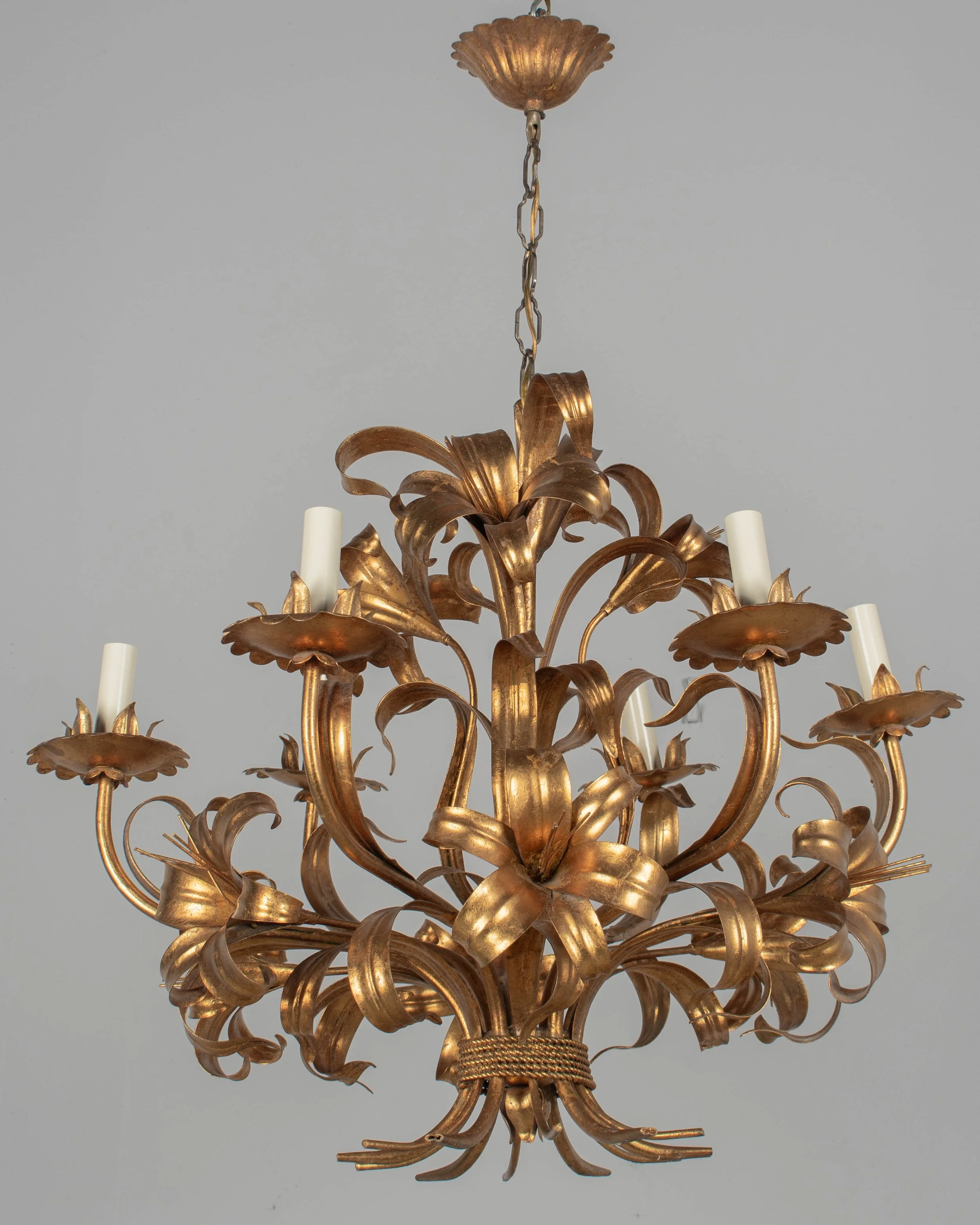 Italian Gilt Tôle Chandelier Six Lights