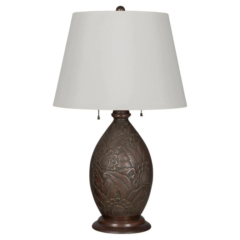 Art Deco Patinated Brass Lamp