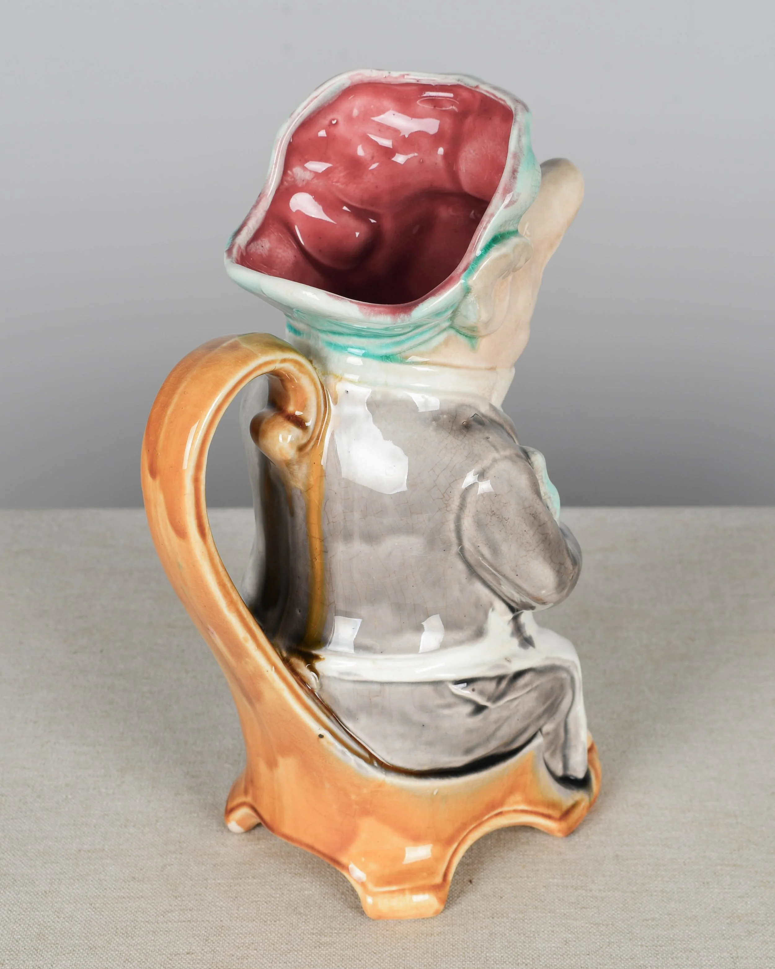 19th Century French Onnaing Barbotine Pig Pitcher