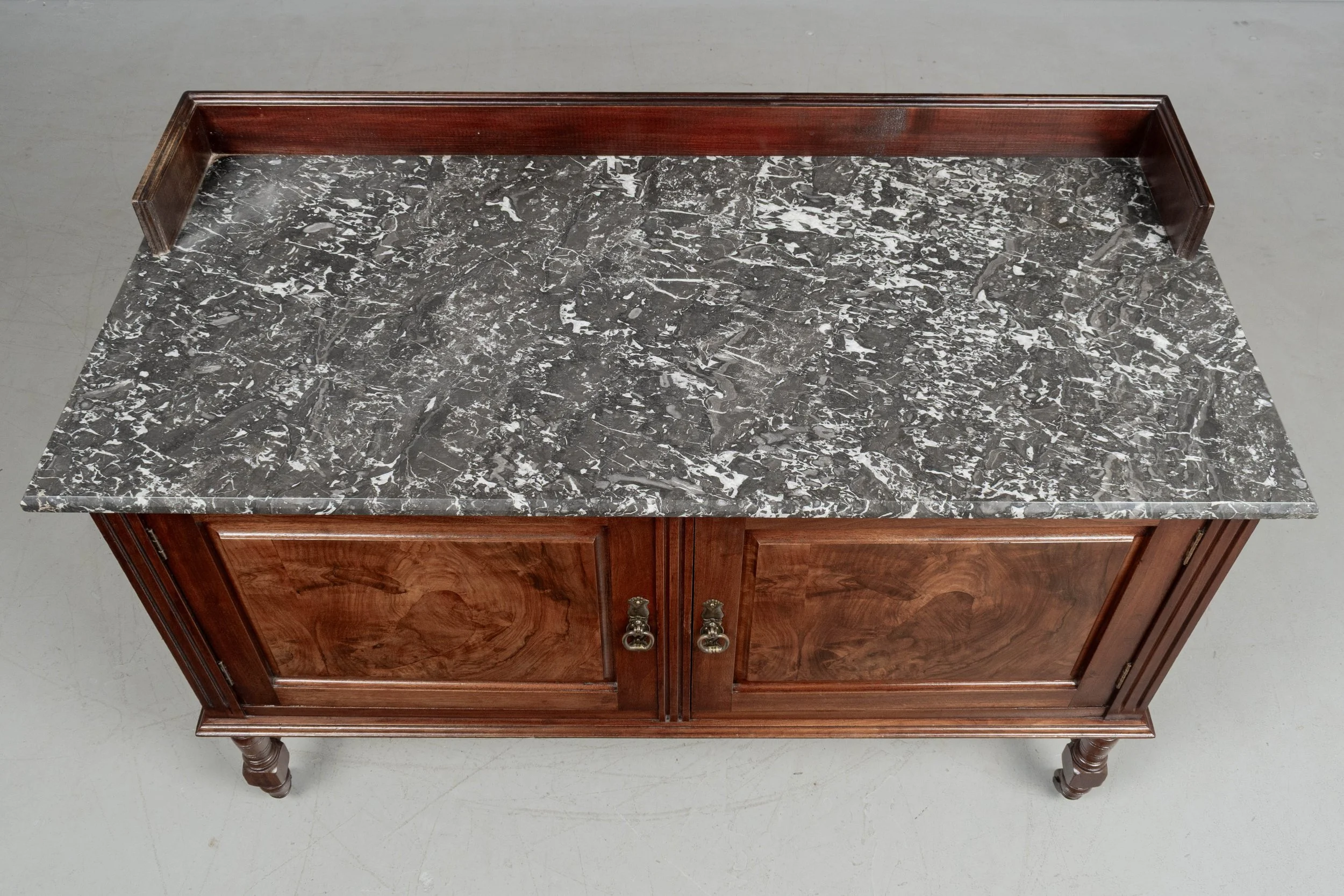 19th Century English Marble Top Walnut Sideboard by P. E. Gane