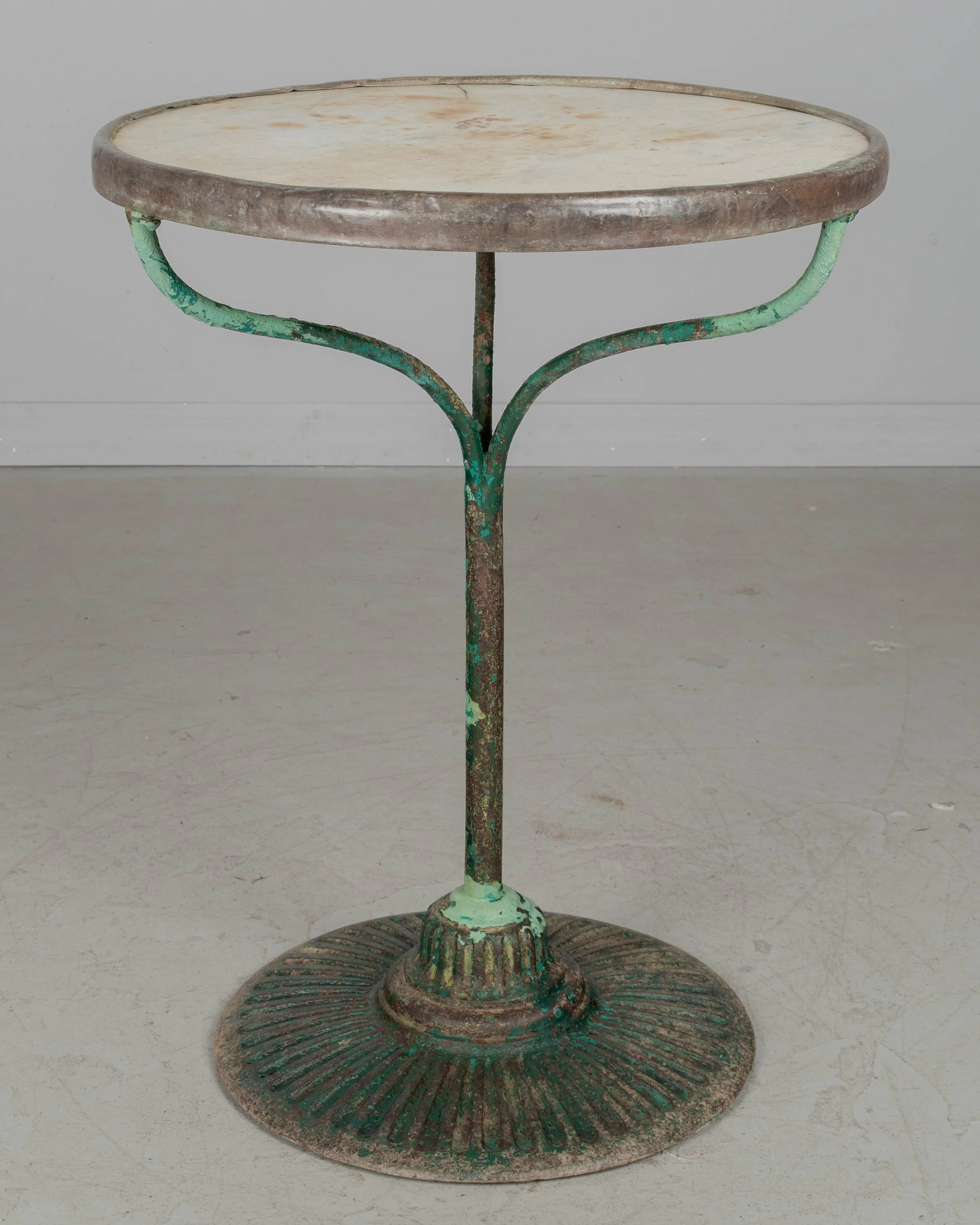 19th Century French Cast Iron Marble Top Bistro Table