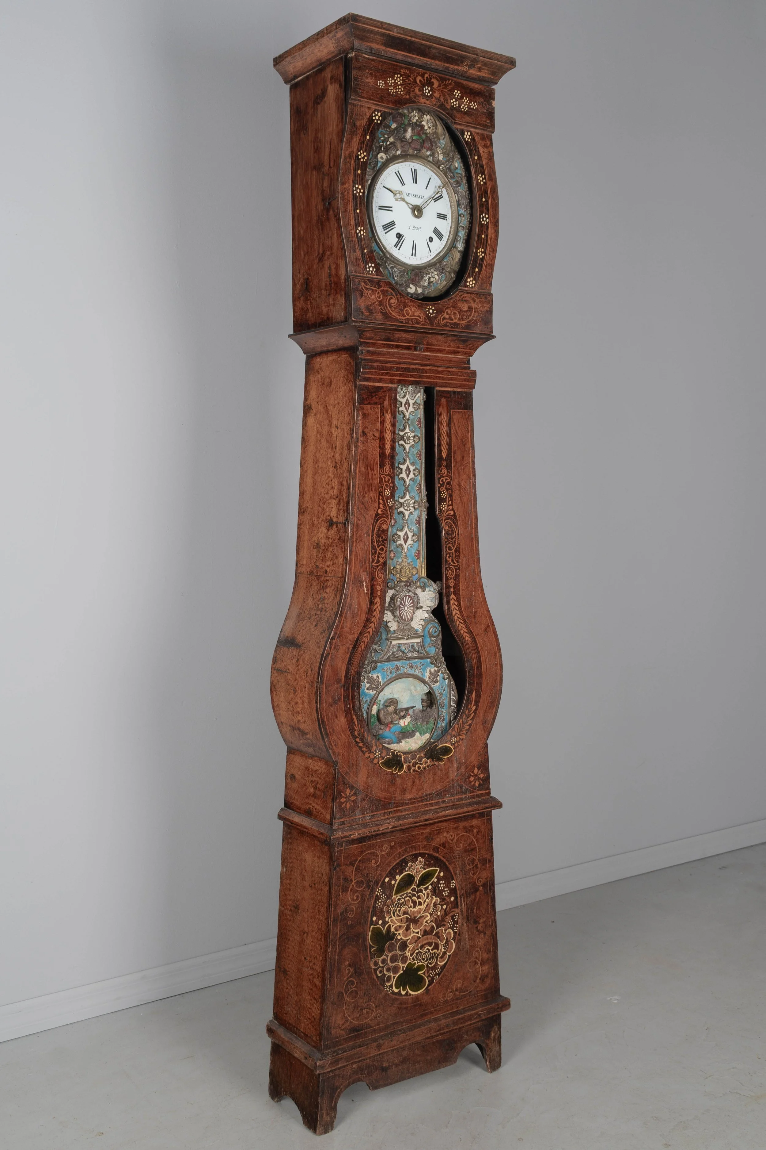 19th Century French Comtoise Grandfather Clock with Automated Pendulum