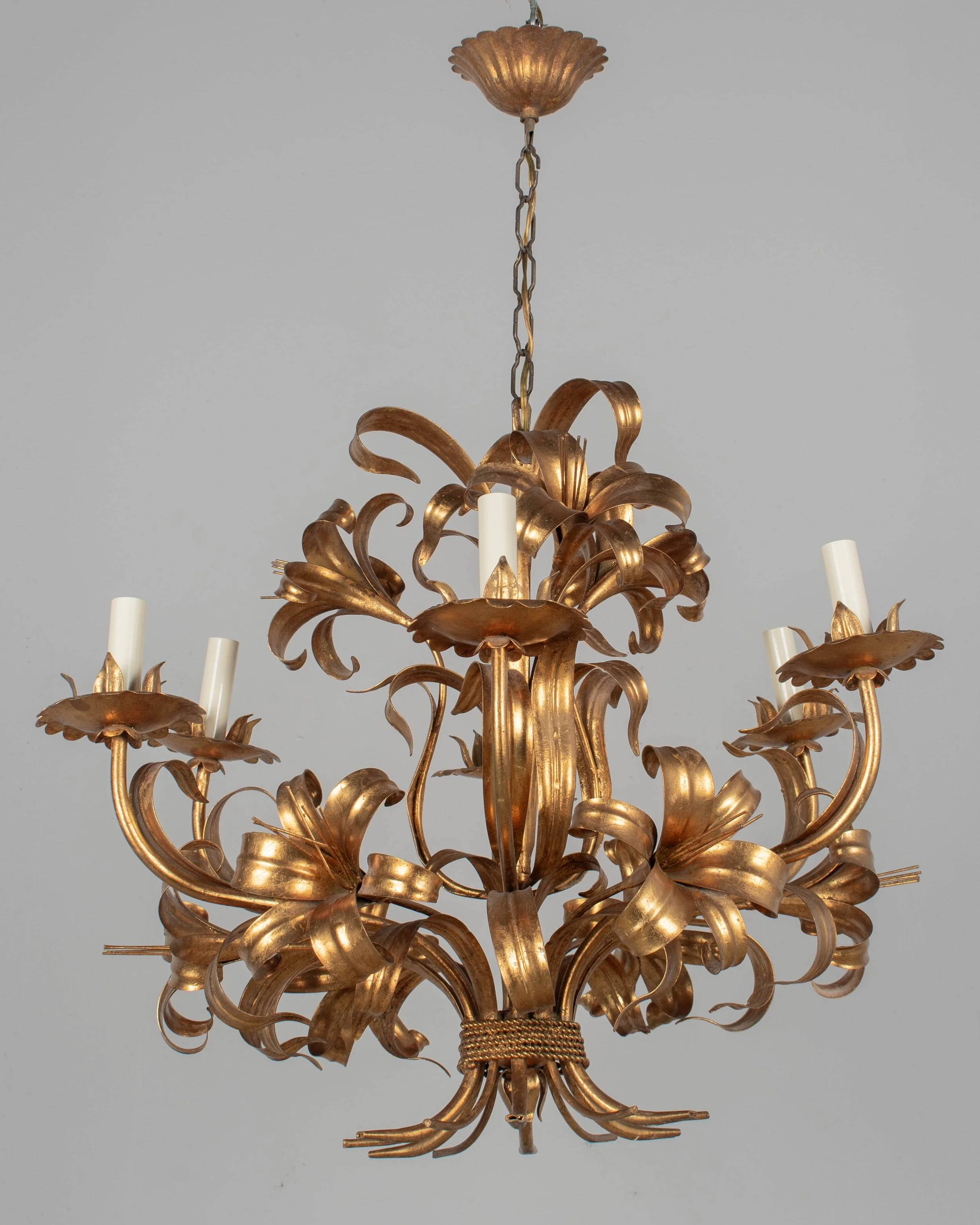 Italian Gilt Tôle Chandelier Six Lights