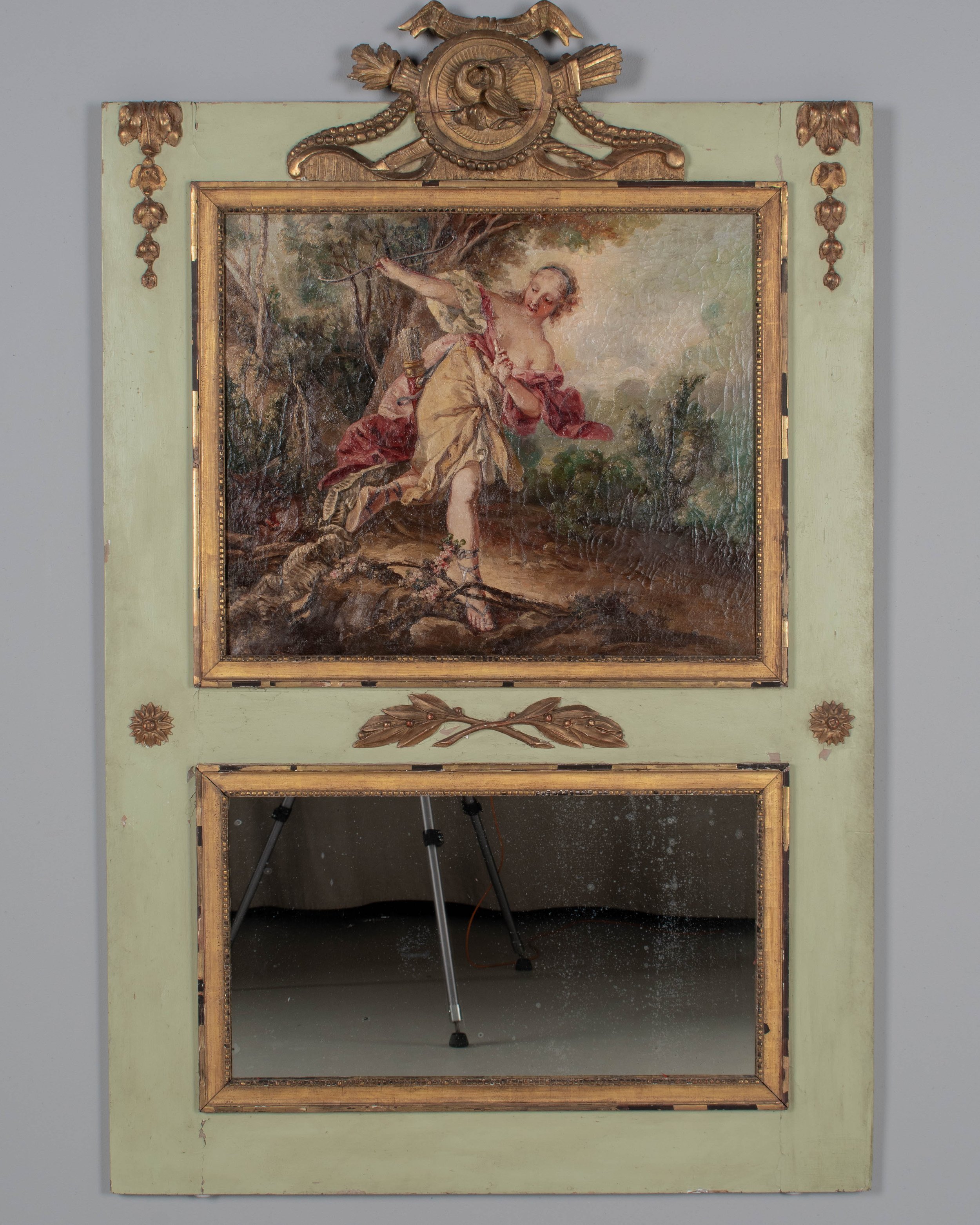 19th Century French Trumeau Mirror with Painting