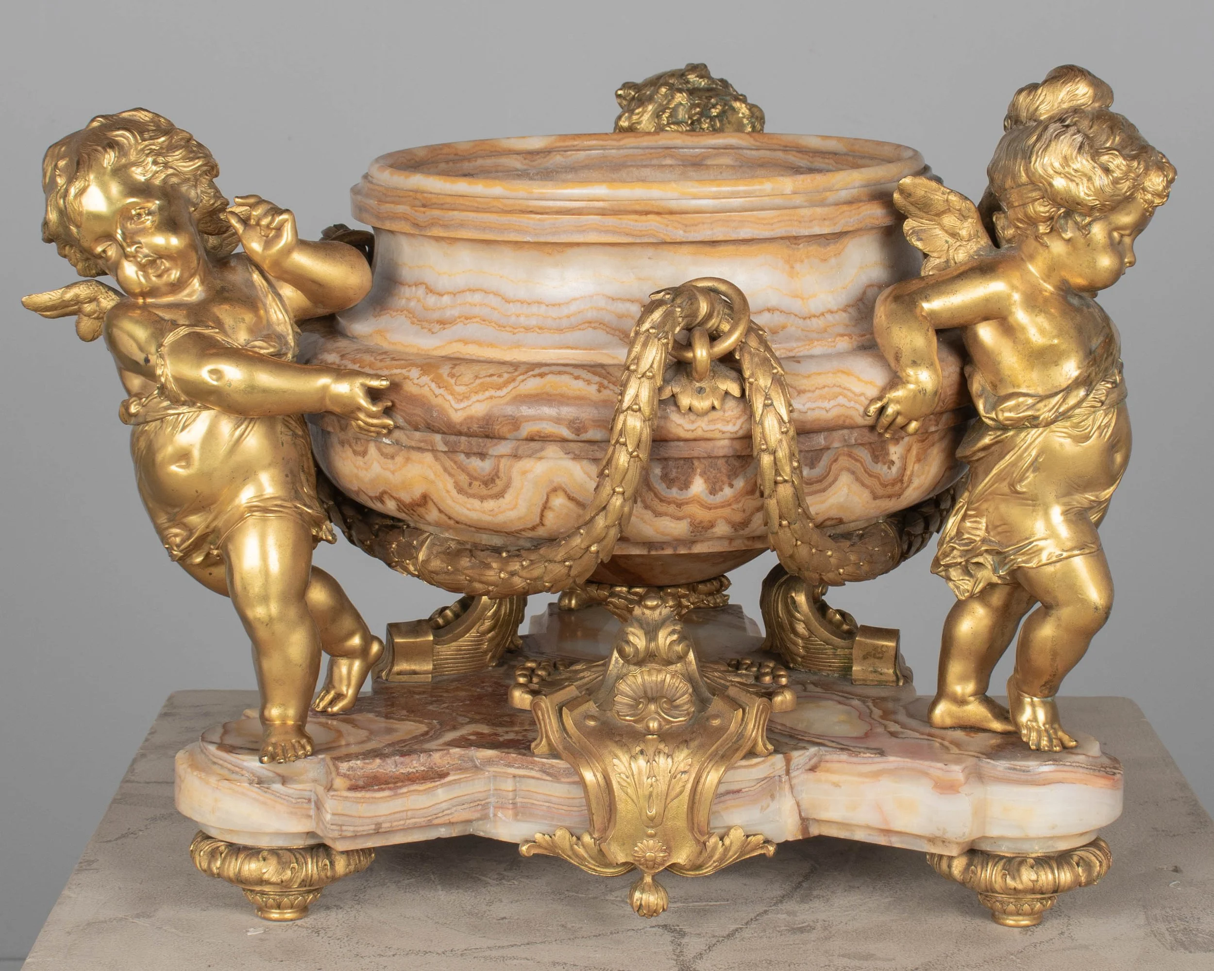 H. Journet & Cie 19th Century French Ormolu Bronze & Oynx Centerpiece