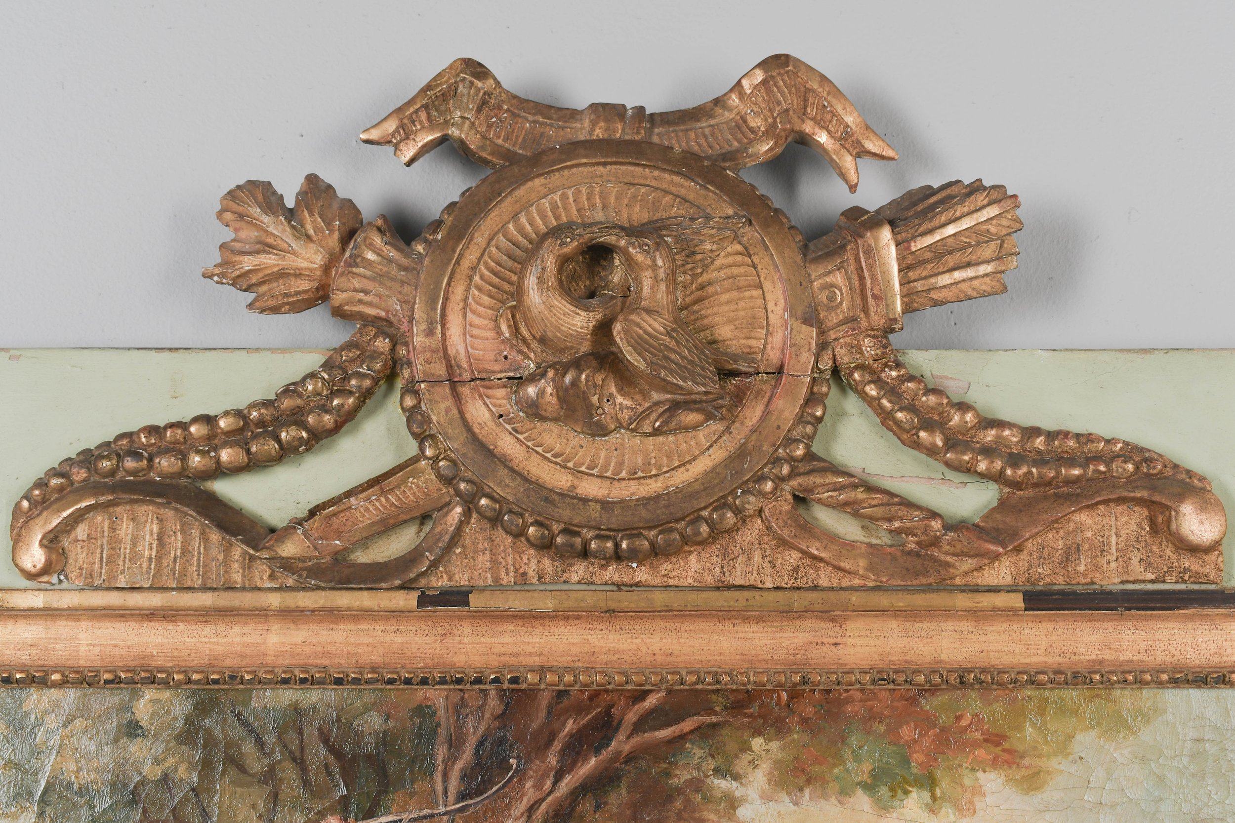 19th Century French Trumeau Mirror with Painting