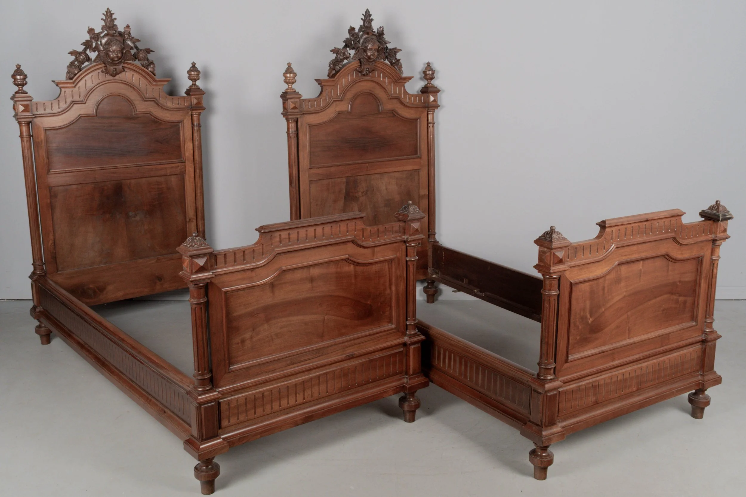 Italian Walnut Marble Top Dresser and Mirror