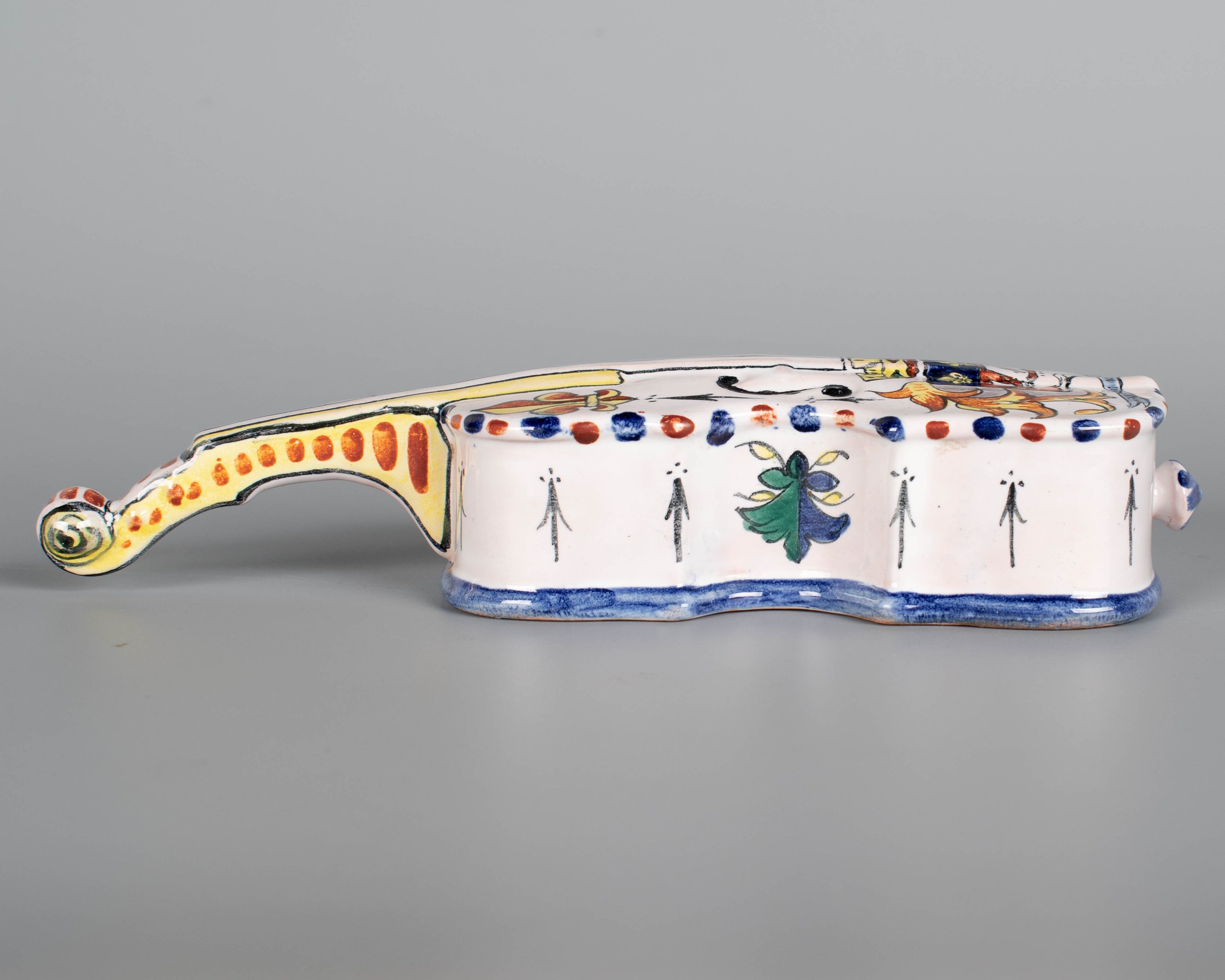 19th Century French Alcide Chaumeil Faience Miniature Violin Vessel