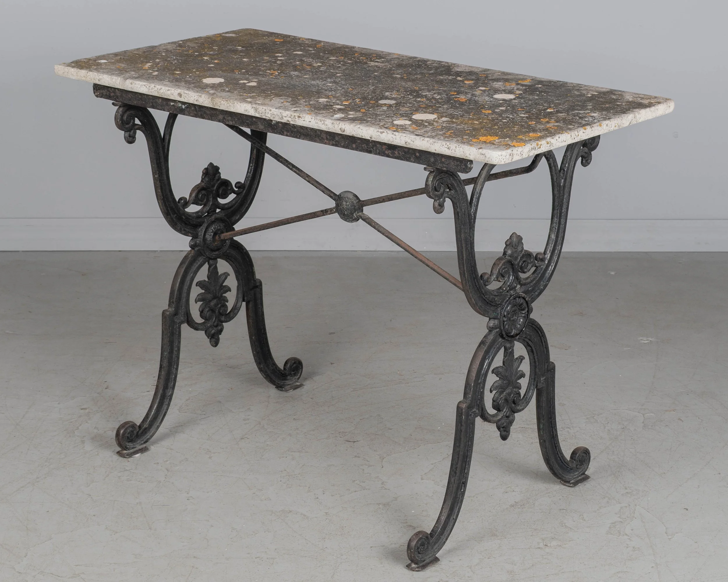 French Cast Iron Marble Top Bistro Table