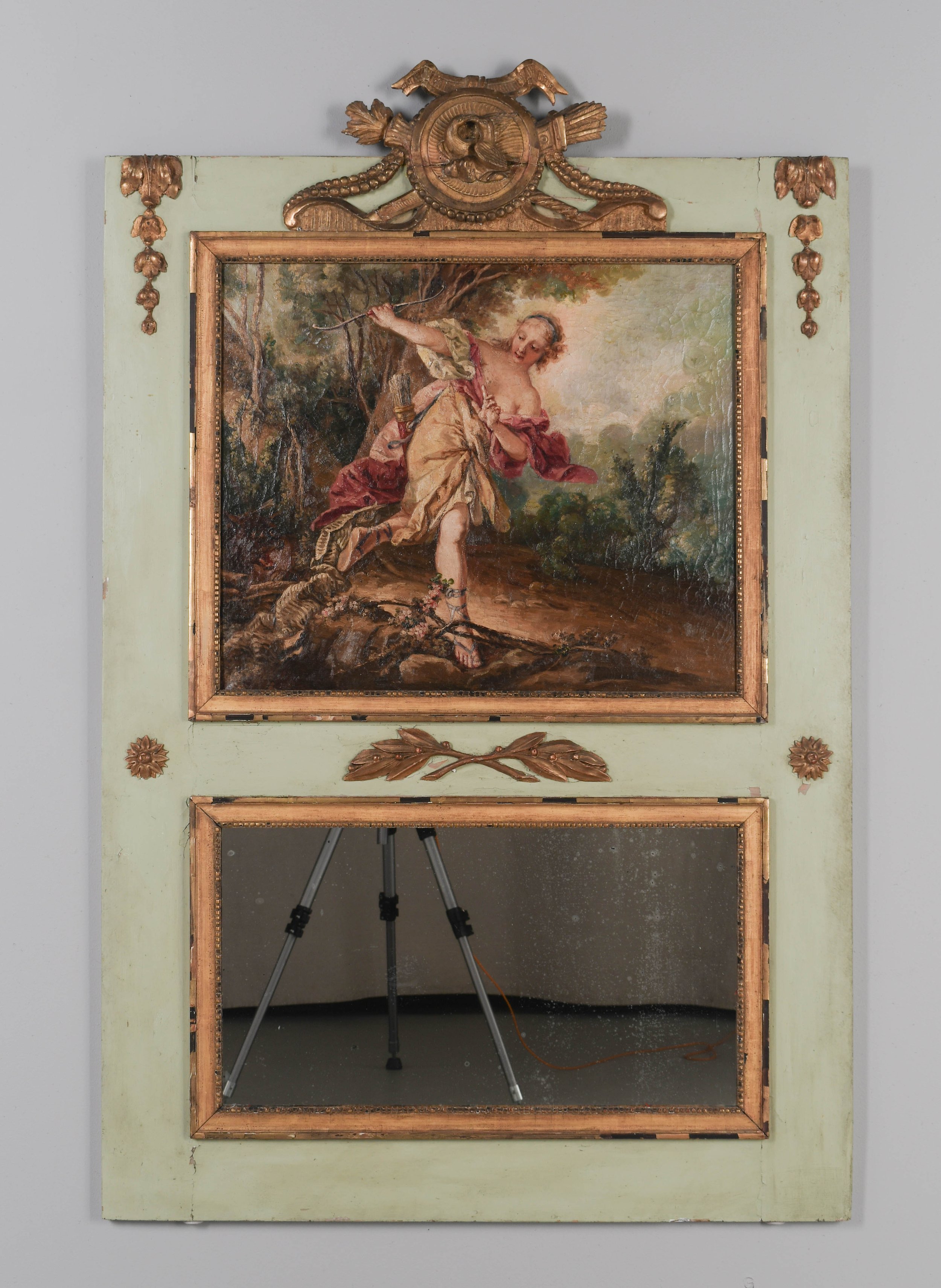 19th Century French Trumeau Mirror with Painting