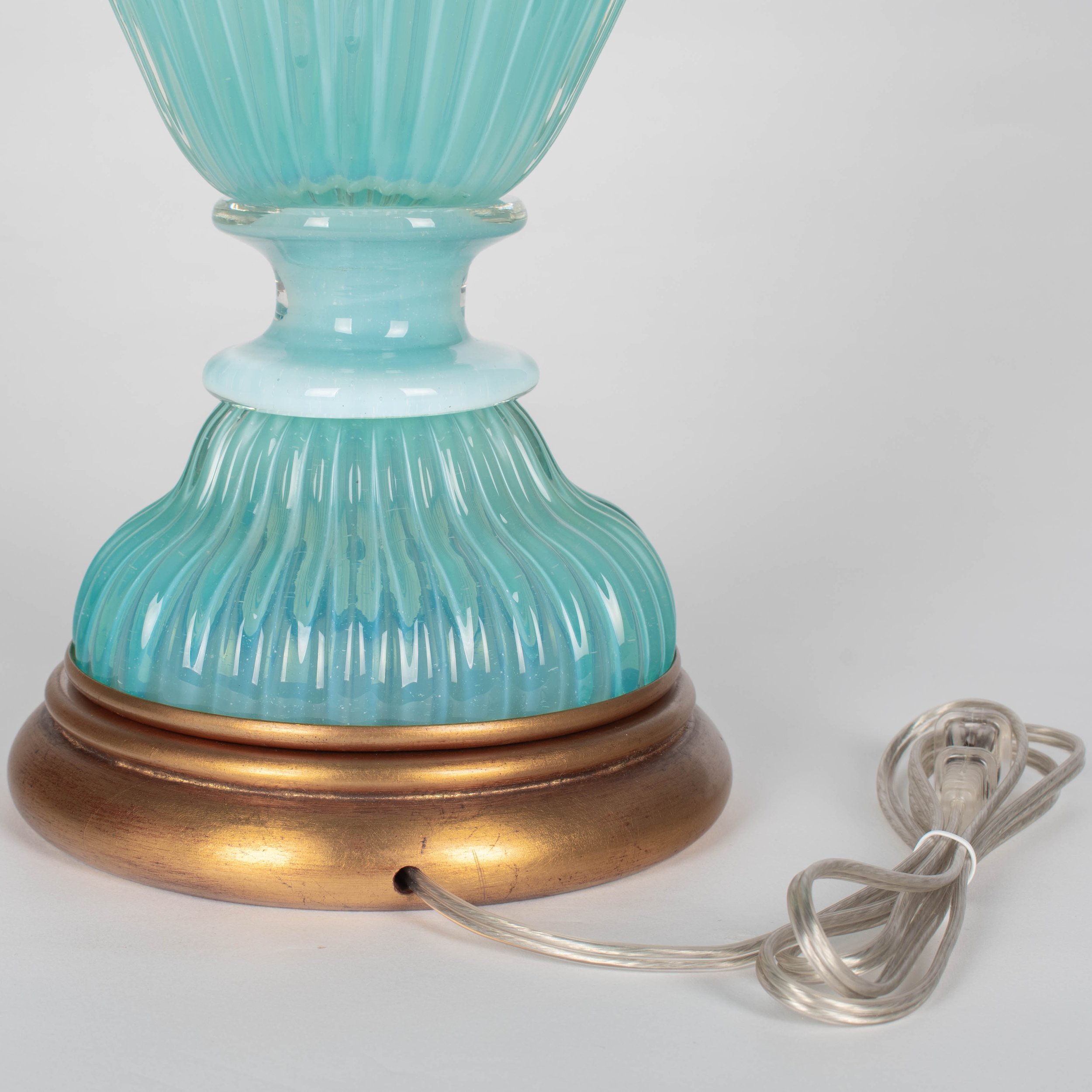 Aqua Blue Murano Glass Lamp by Archimede Seguso for Marbro, Italy 1950s