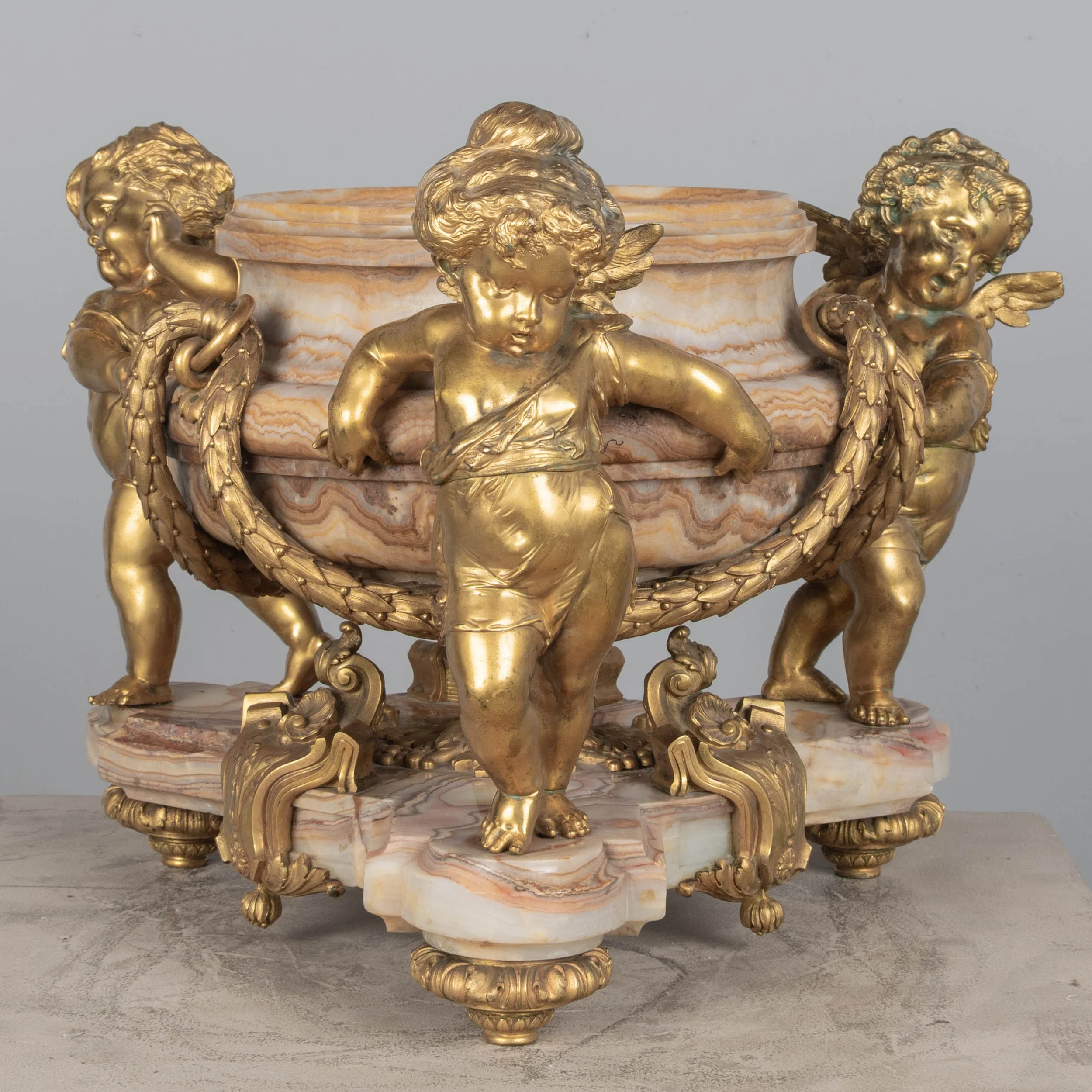 H. Journet & Cie 19th Century French Ormolu Bronze & Oynx Centerpiece