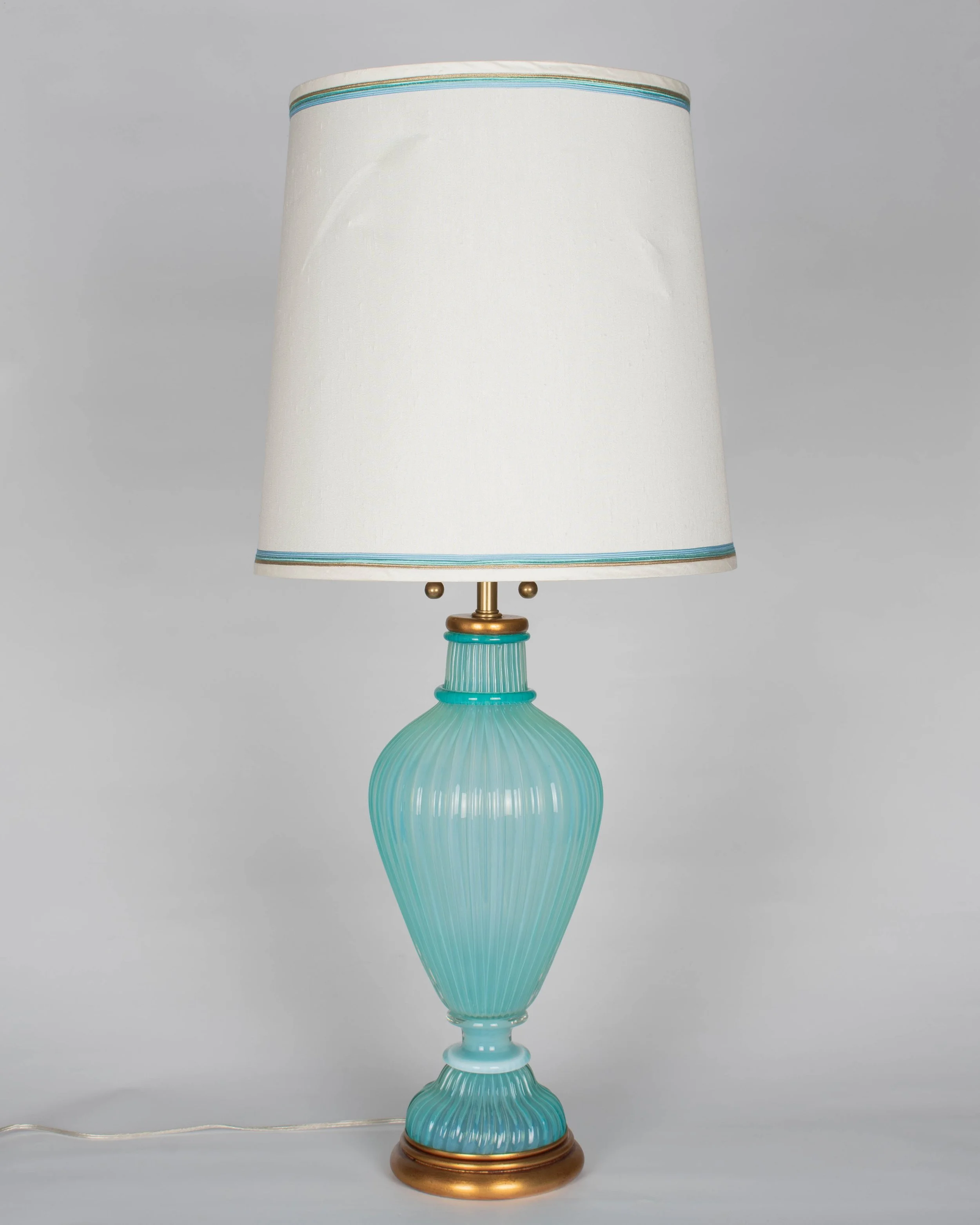 Aqua Blue Murano Glass Lamp by Archimede Seguso for Marbro, Italy 1950s