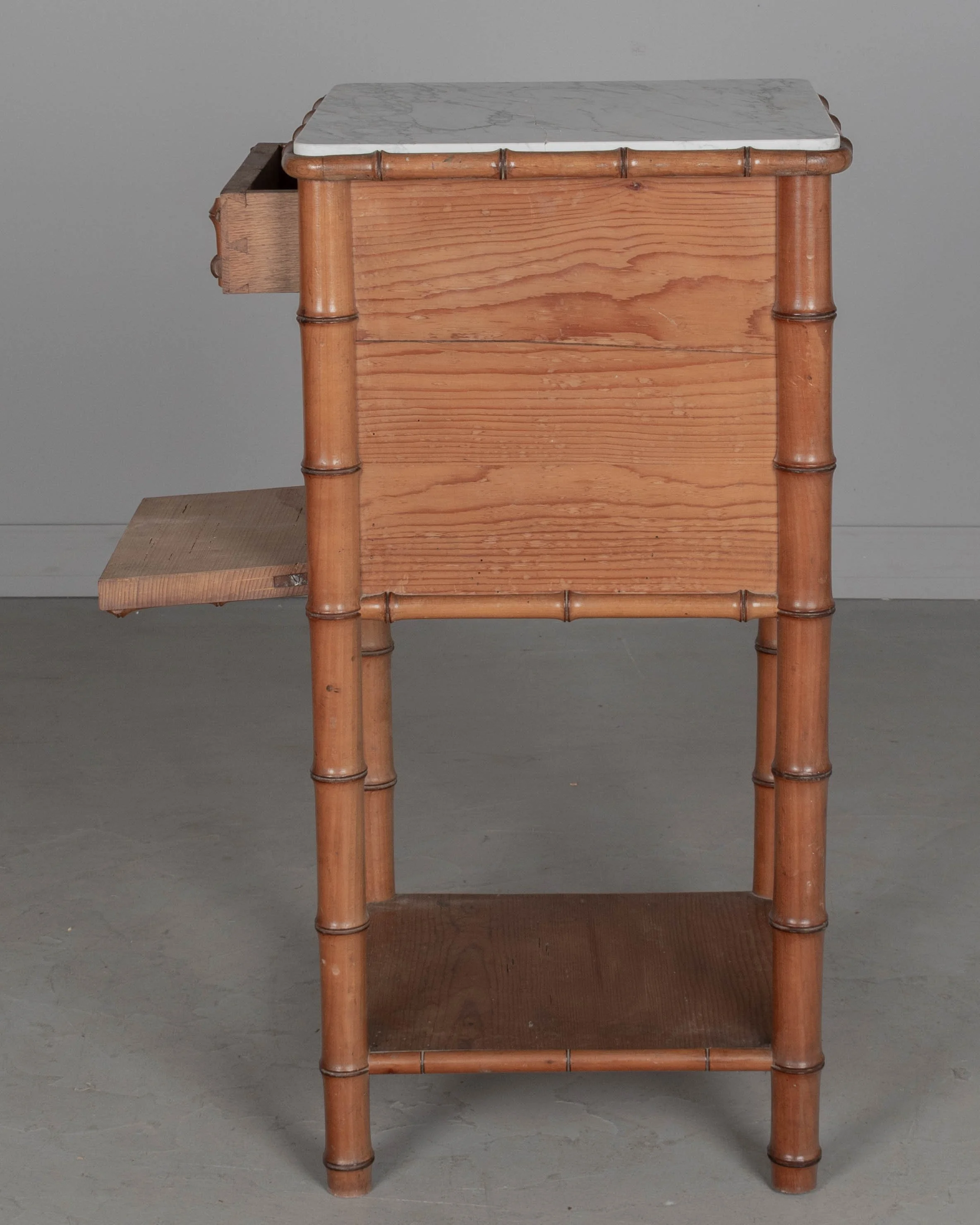 French Faux Bamboo Nightstand or Side Table