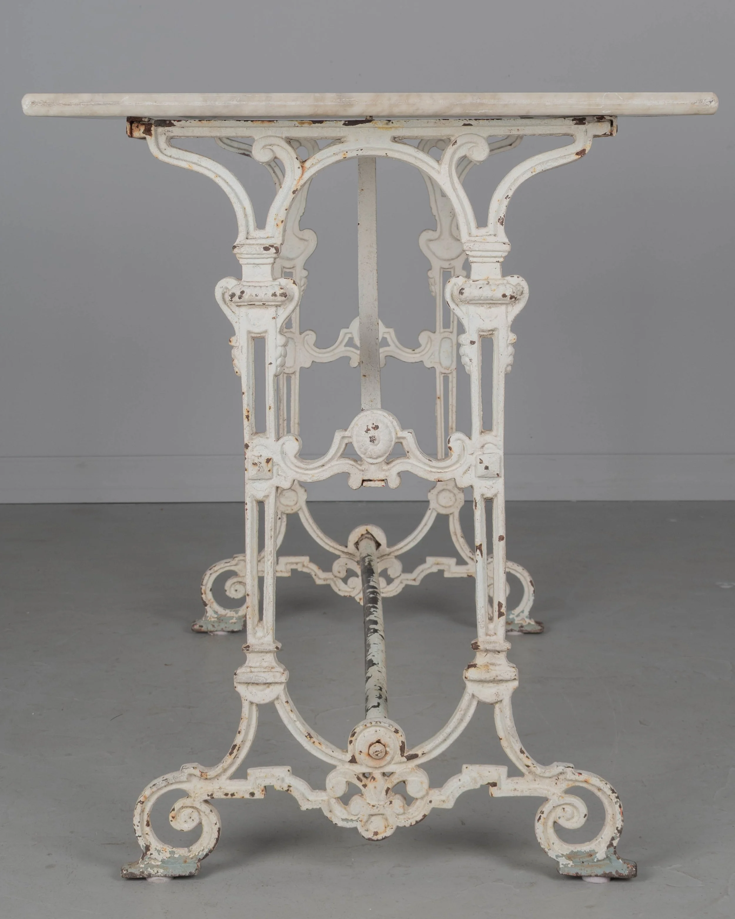 19th Century French Cast Iron Marble Top Bistro Table