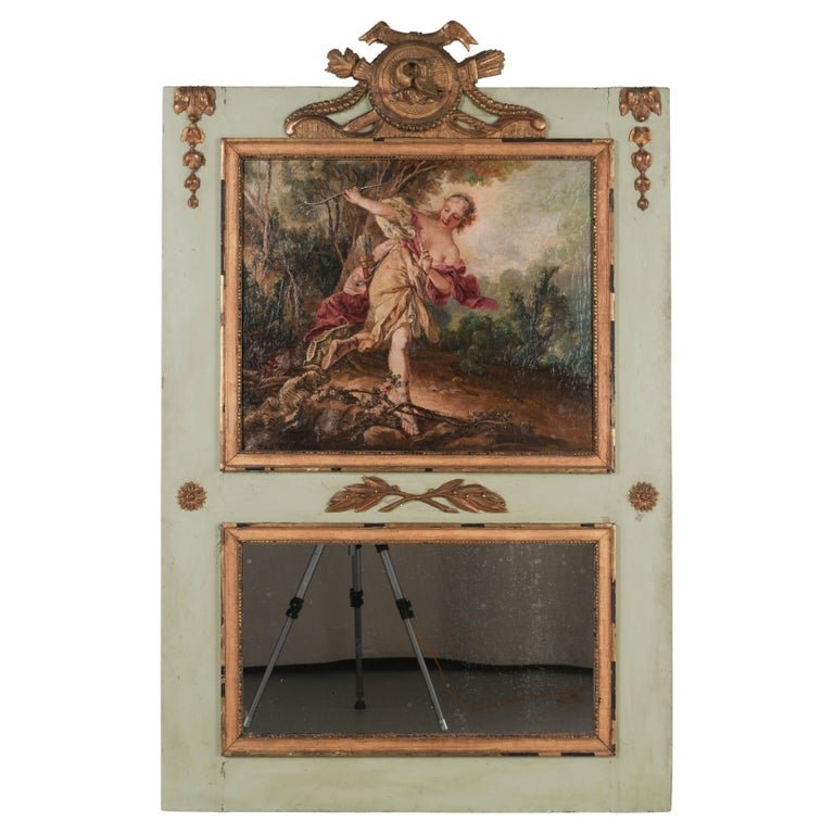 19th Century French Trumeau Mirror with Painting