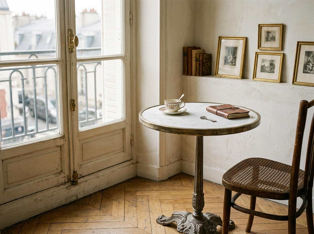 19th Century French Cast Iron Marble Top Bistro Table