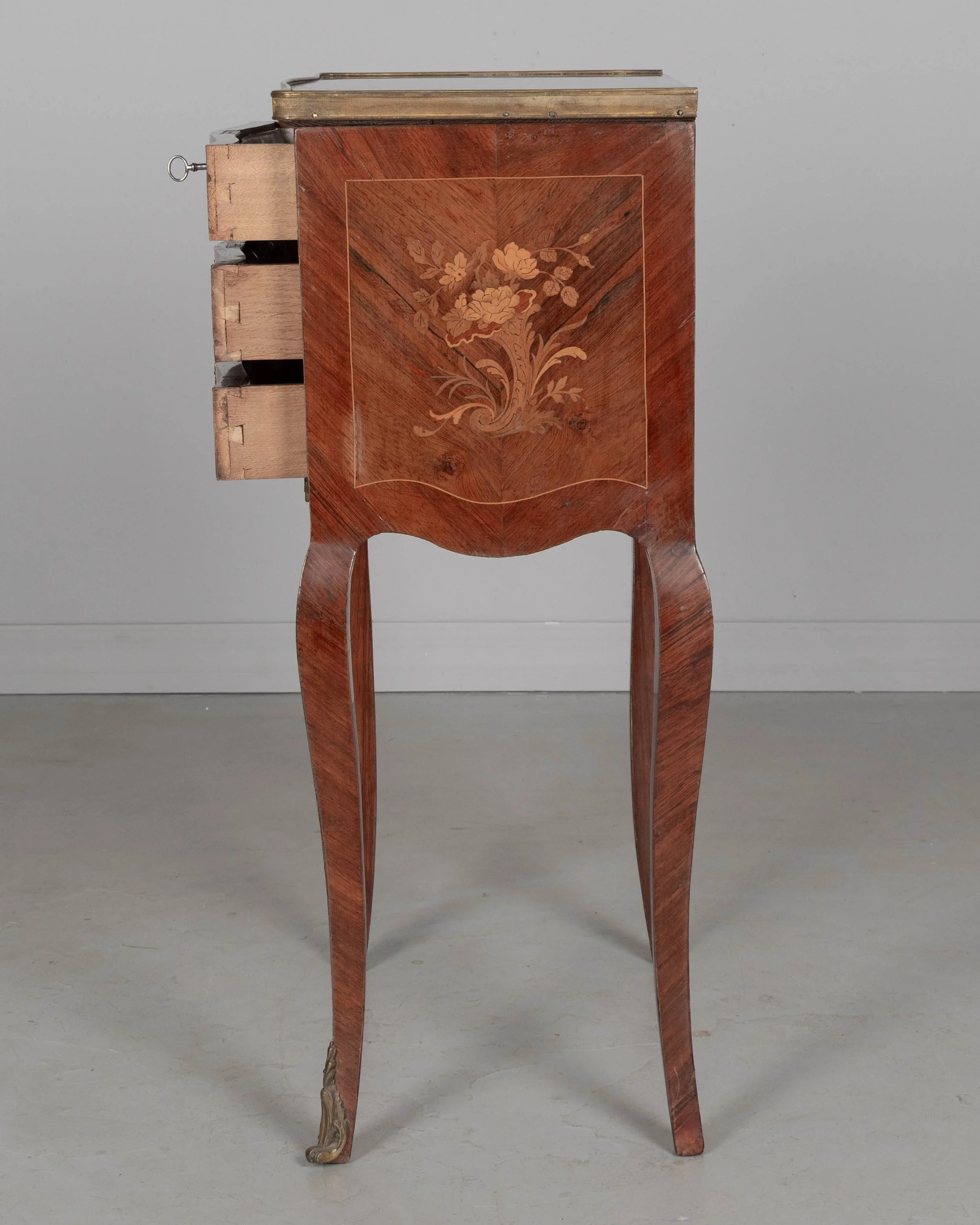 Louis XVI Style Marble Top Nightstand or Side Table